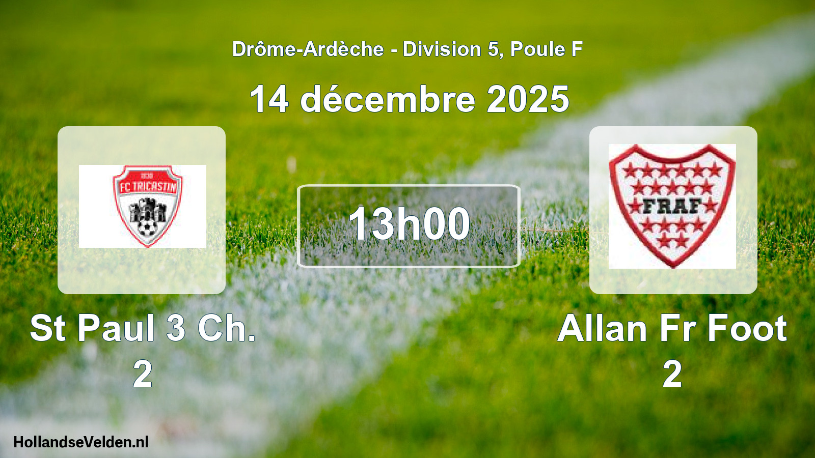 Geplande wedstrijd: St Paul 3 Ch. 2 - Allan Fr Foot 2 (14 december 2025)