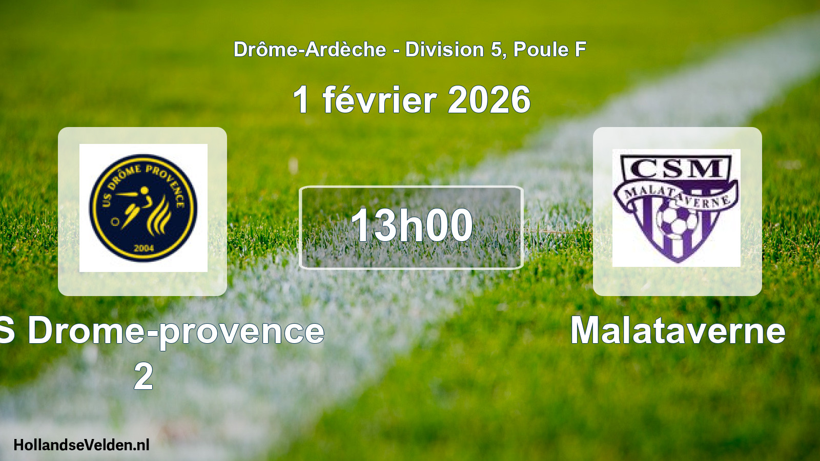 Geplande wedstrijd: US Drome-provence 2 - Malataverne (1 februari 2026)