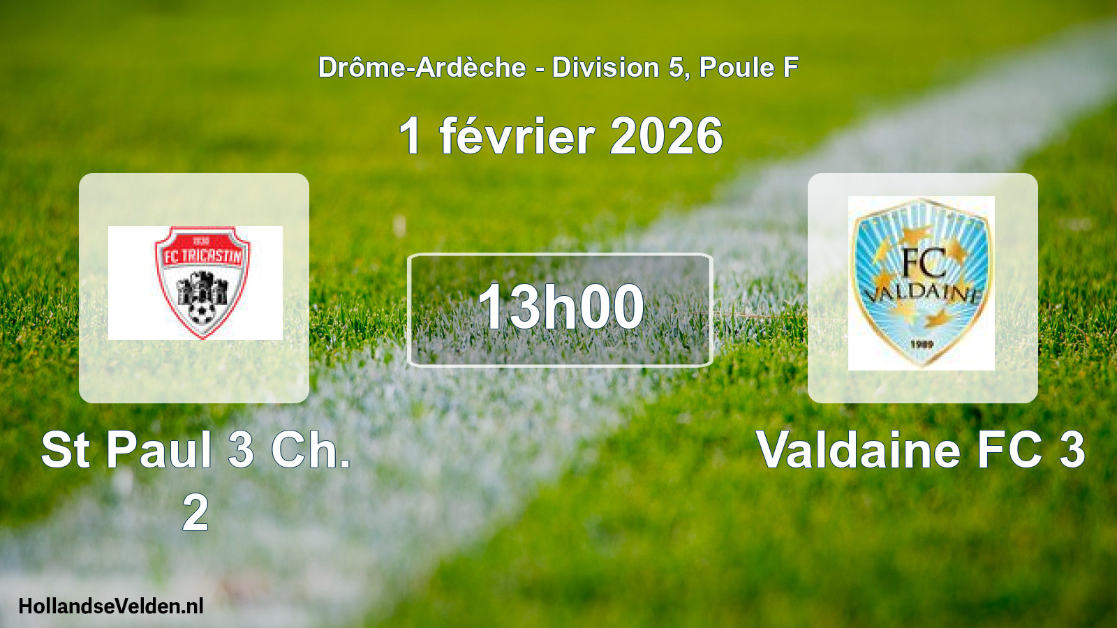 Geplande wedstrijd: St Paul 3 Ch. 2 - Valdaine FC 3 (1 februari 2026)