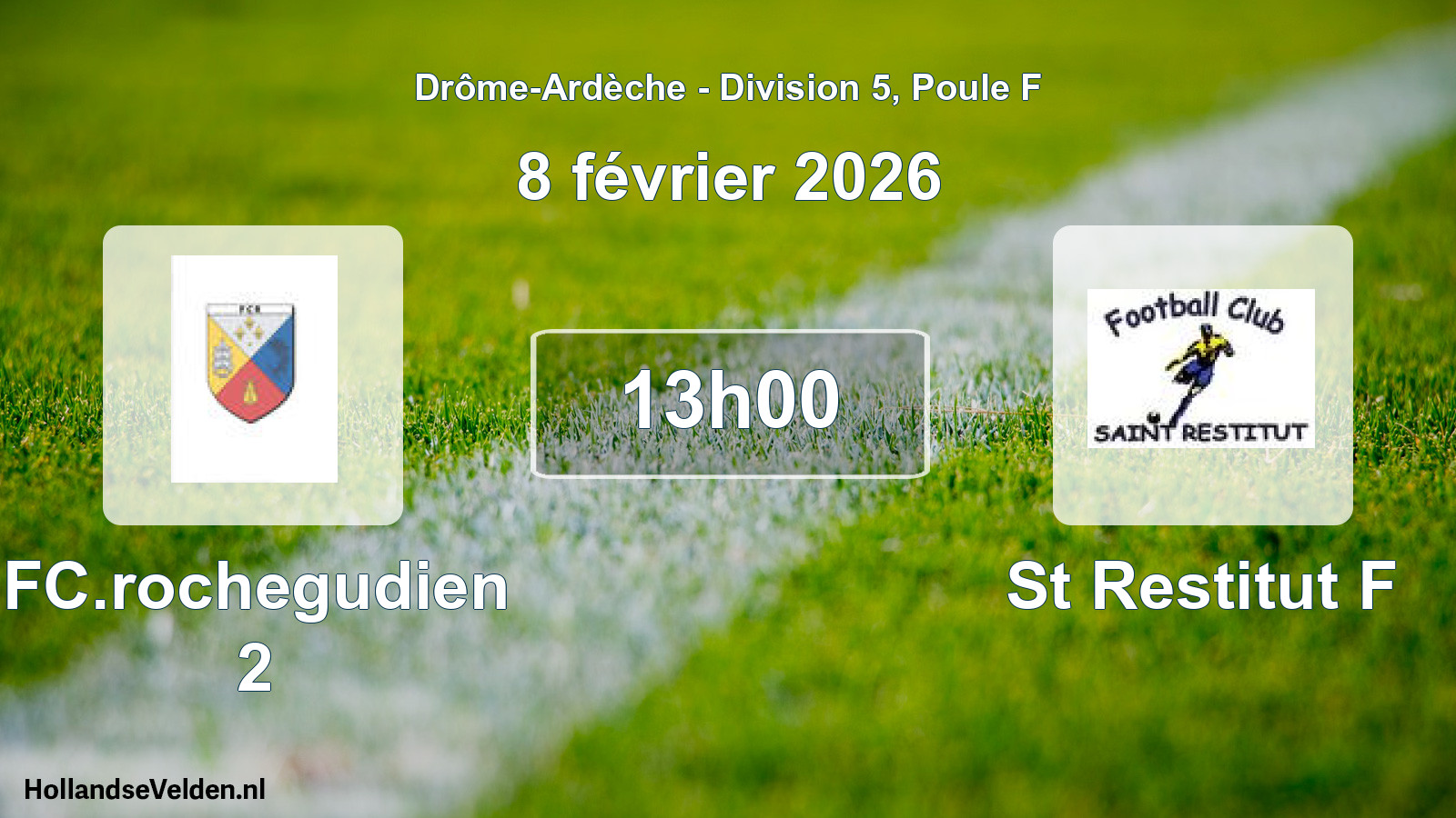 Match programmé: FC.rochegudien 2 - St Restitut F (8 février 2026)