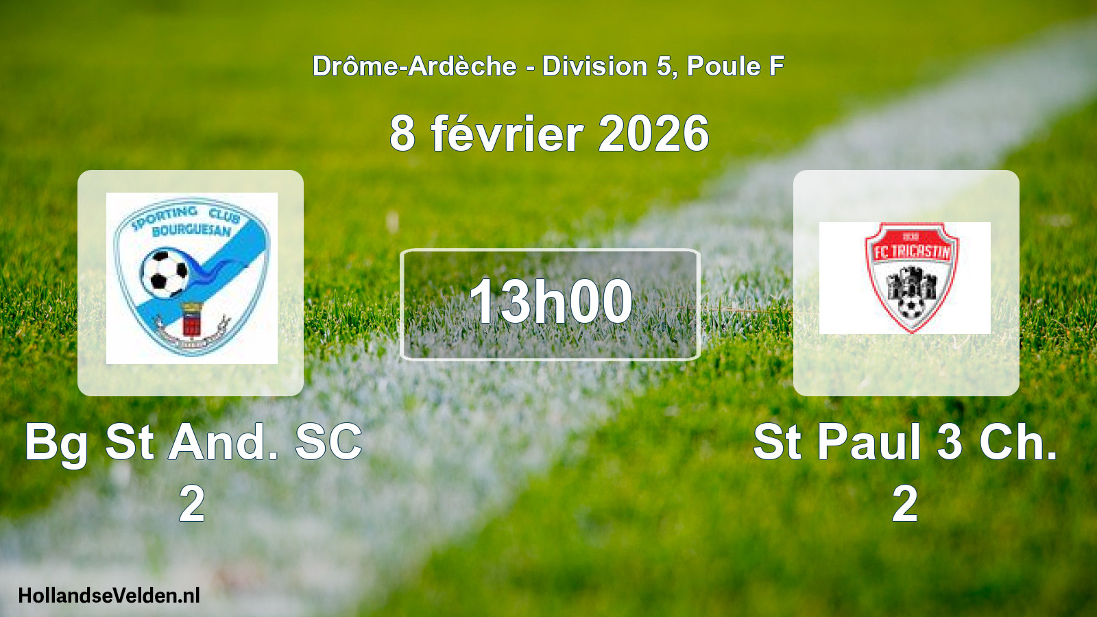 Match programmé: Bg St And. SC 2 - St Paul 3 Ch. 2 (8 février 2026)