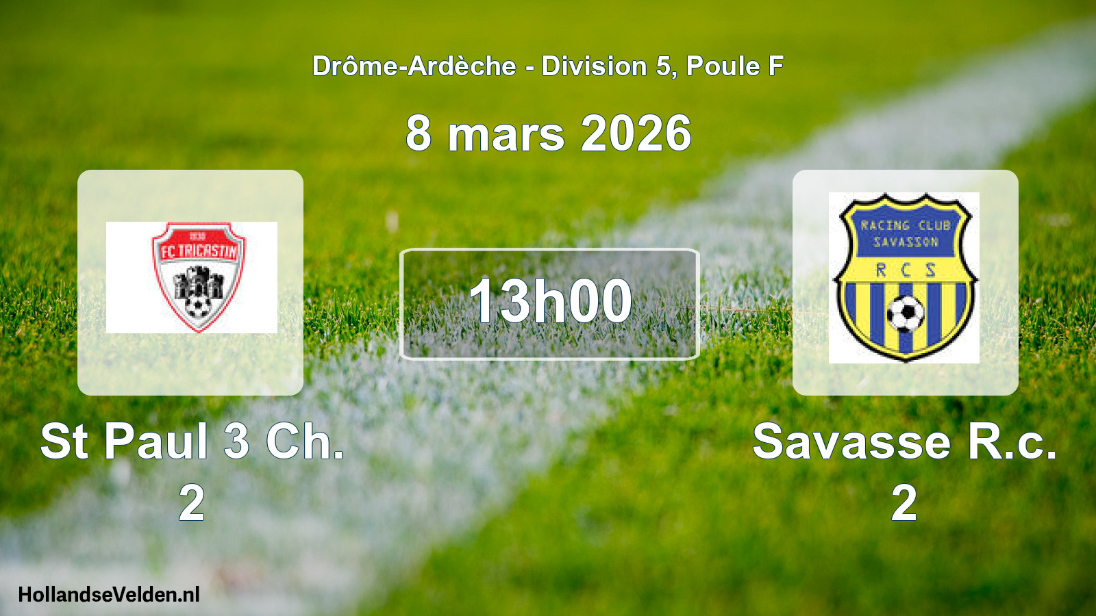 Geplande wedstrijd: St Paul 3 Ch. 2 - Savasse R.c. 2 (8 maart 2026)