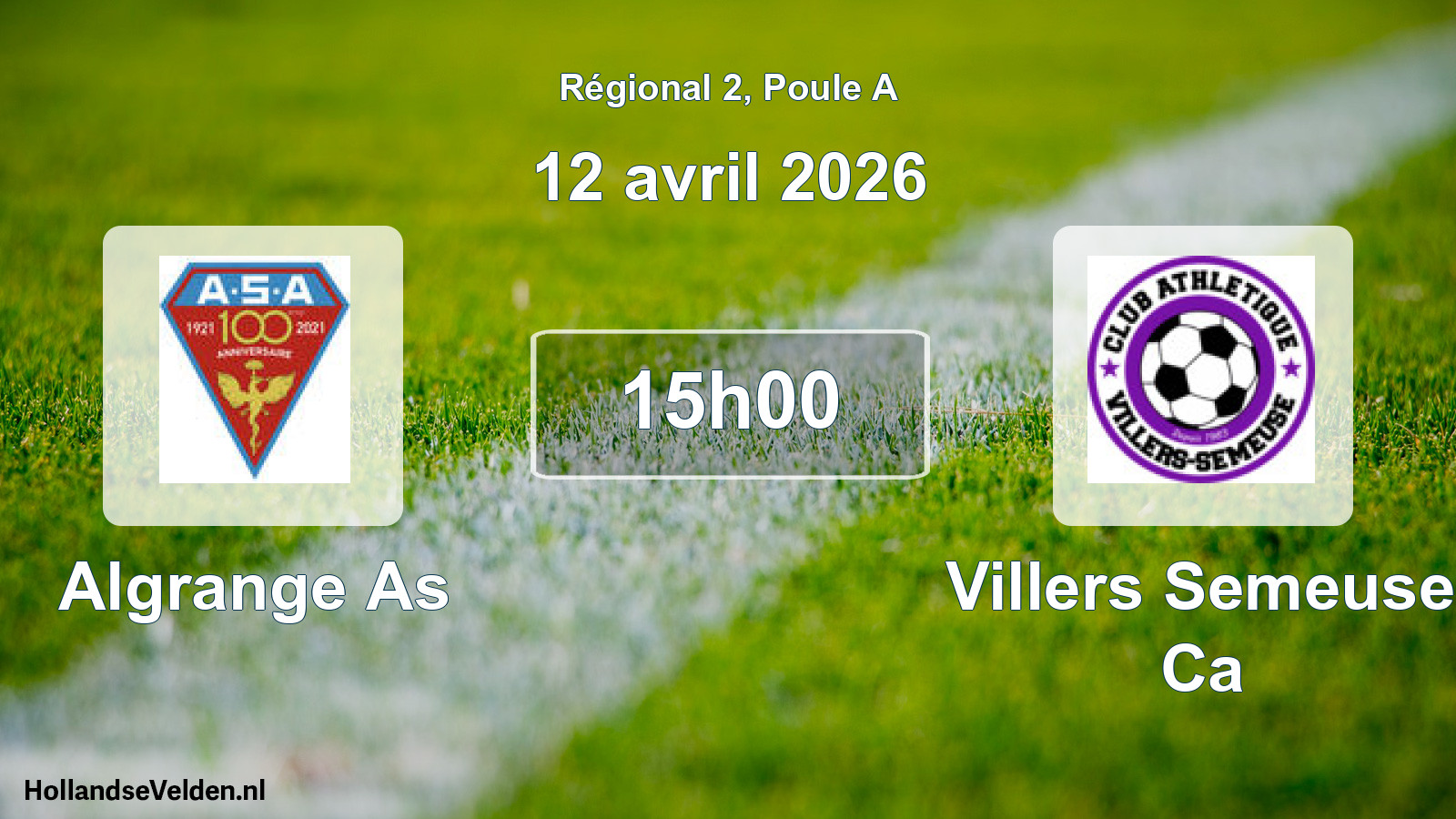 Scheduled Match: Algrange As - Villers Semeuse Ca (12 April 2026)