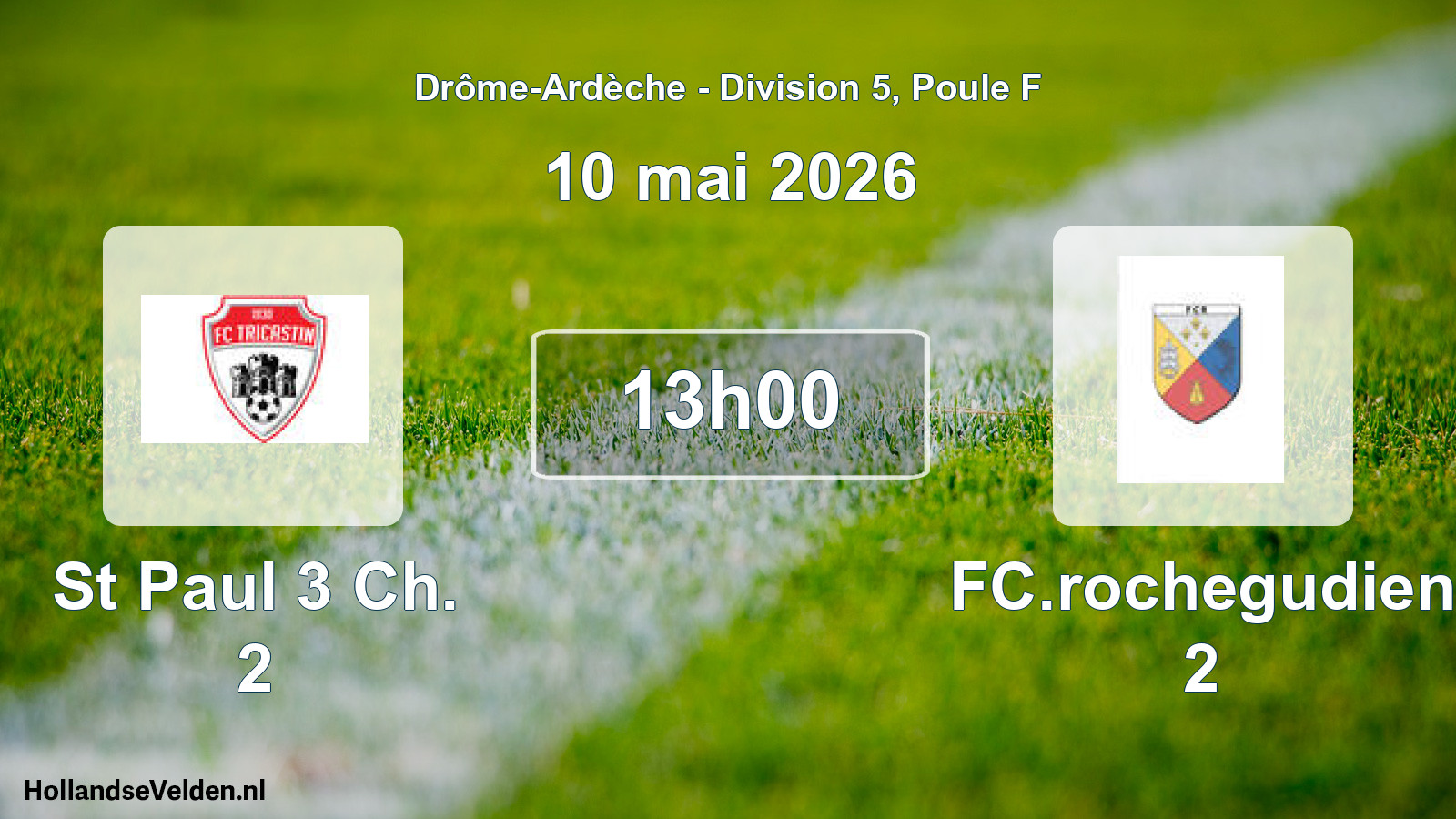 Match programmé: St Paul 3 Ch. 2 - FC.rochegudien 2 (10 mai 2026)