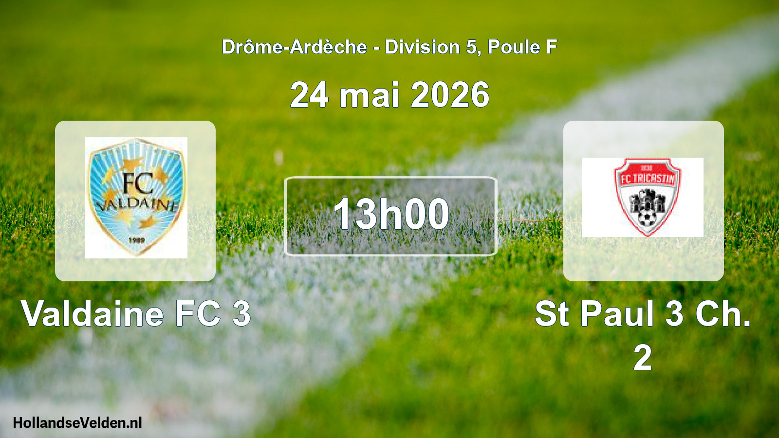 Geplande wedstrijd: Valdaine FC 3 - St Paul 3 Ch. 2 (24 mei 2026)