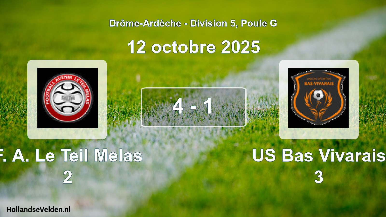 Gespeelde wedstrijd: F. A. Le Teil Melas 2 - US Bas Vivarais 3 4 - 1 (12 oktober 2025)
