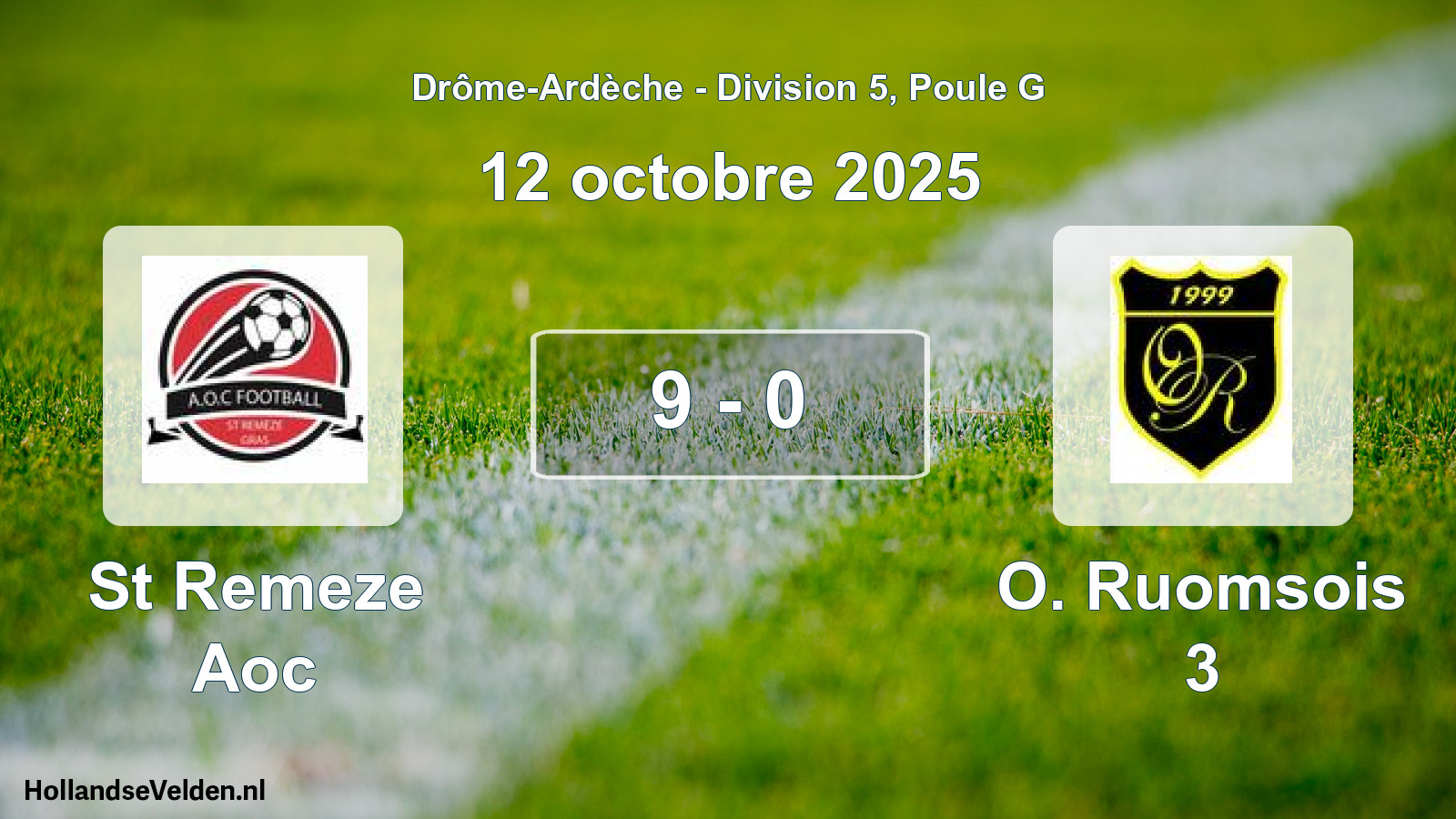 Gespeelde wedstrijd: St Remeze Aoc - O. Ruomsois 3 9 - 0 (12 oktober 2025)