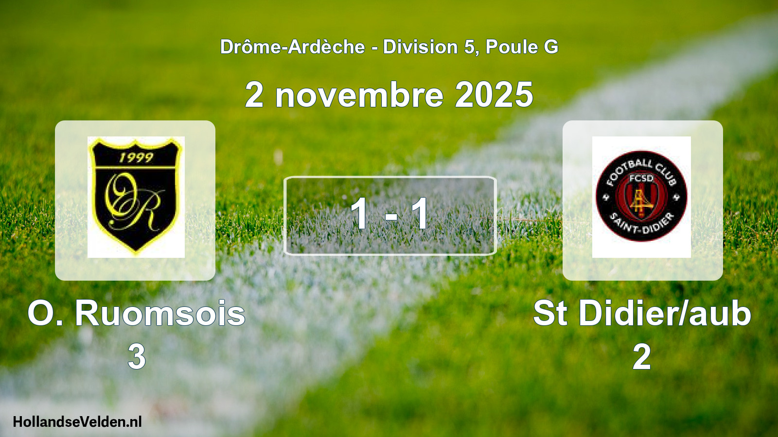 Gespeelde wedstrijd: O. Ruomsois 3 - St Didier/aub 2 1 - 1 (2 november 2025)