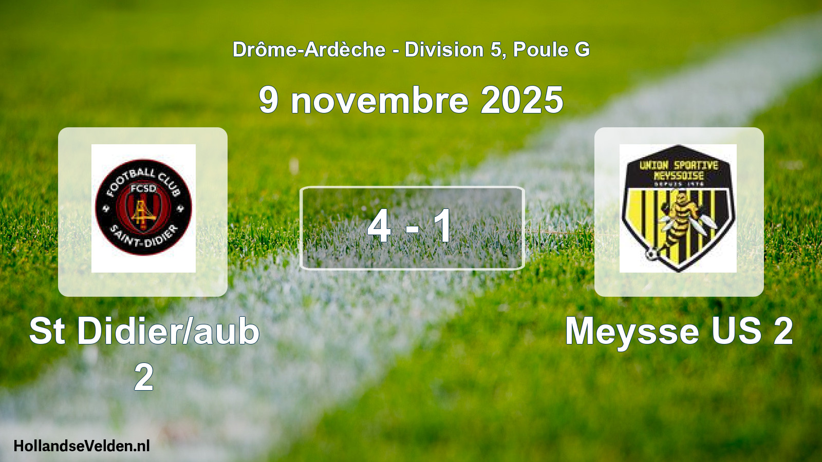 Gespeelde wedstrijd: St Didier/aub 2 - Meysse US 2 4 - 1 (9 november 2025)