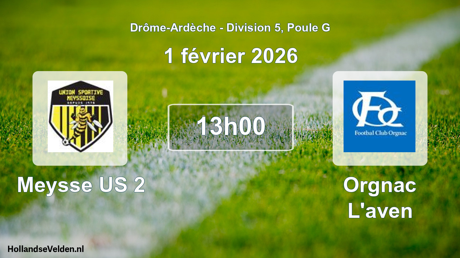 Geplande wedstrijd: Meysse US 2 - Orgnac L'aven (1 februari 2026)