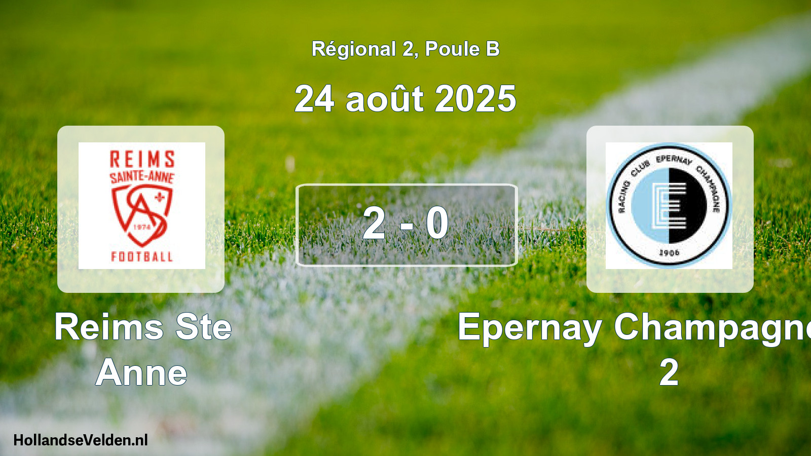 Gespeelde wedstrijd: Reims Ste Anne - Epernay Champagne Rc 2 2 - 0 (24 augustus 2025)