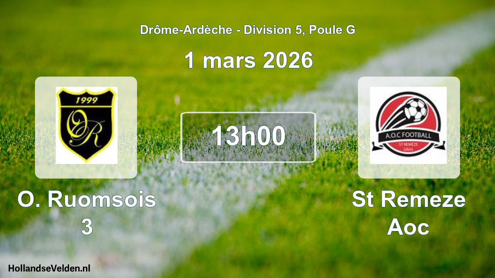 Scheduled Match: O. Ruomsois 3 - St Remeze Aoc (1 March 2026)