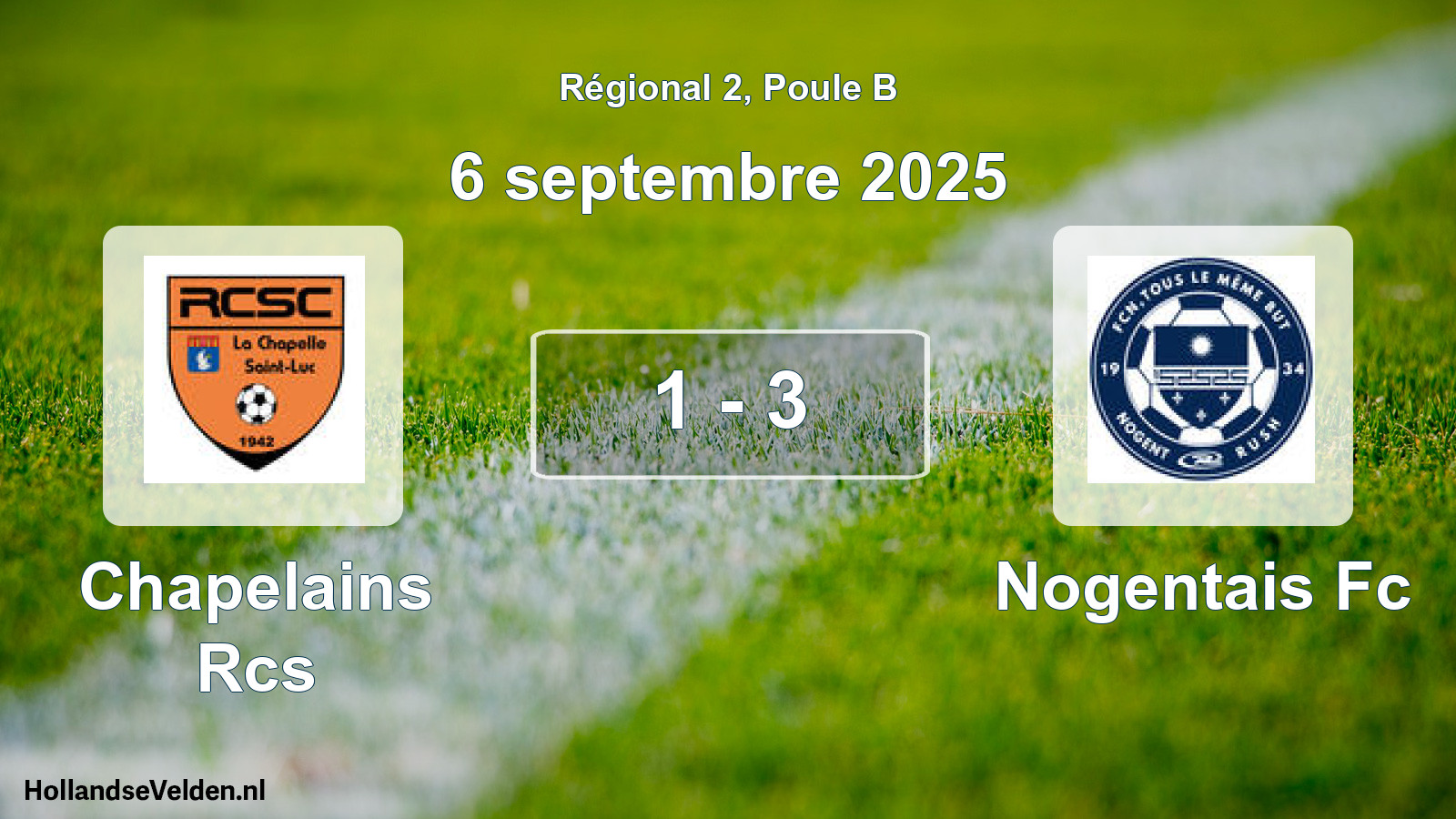 Gespeelde wedstrijd: Chapelains Rcs - Nogentais Fc 1 - 3 (6 september 2025)