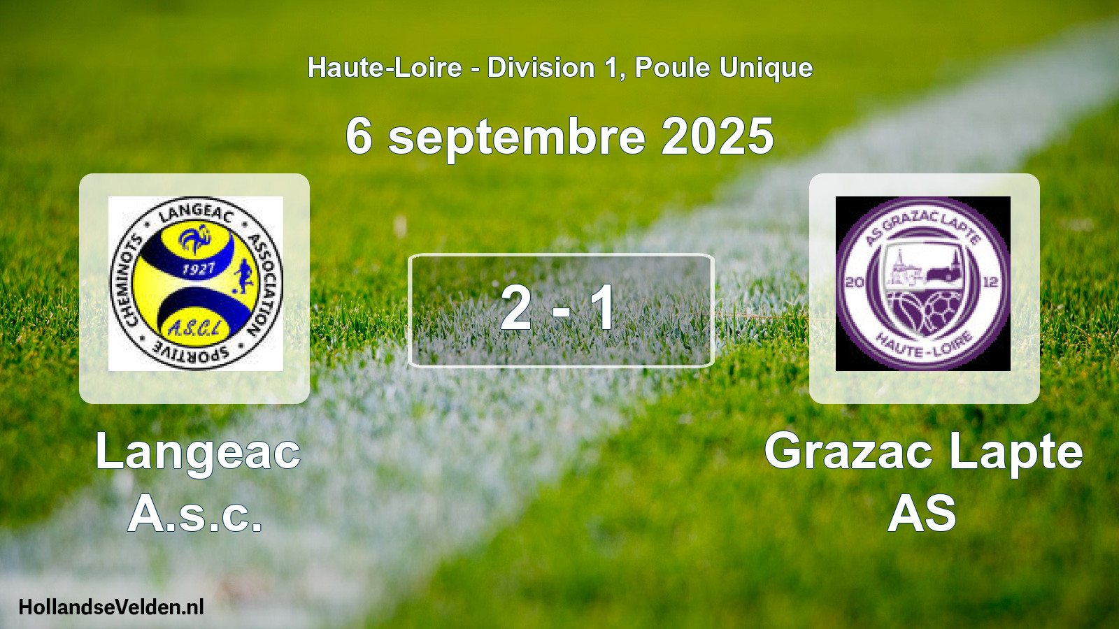 Gespeelde wedstrijd: Langeac A.s.c. - Grazac Lapte AS 2 - 1 (6 september 2025)
