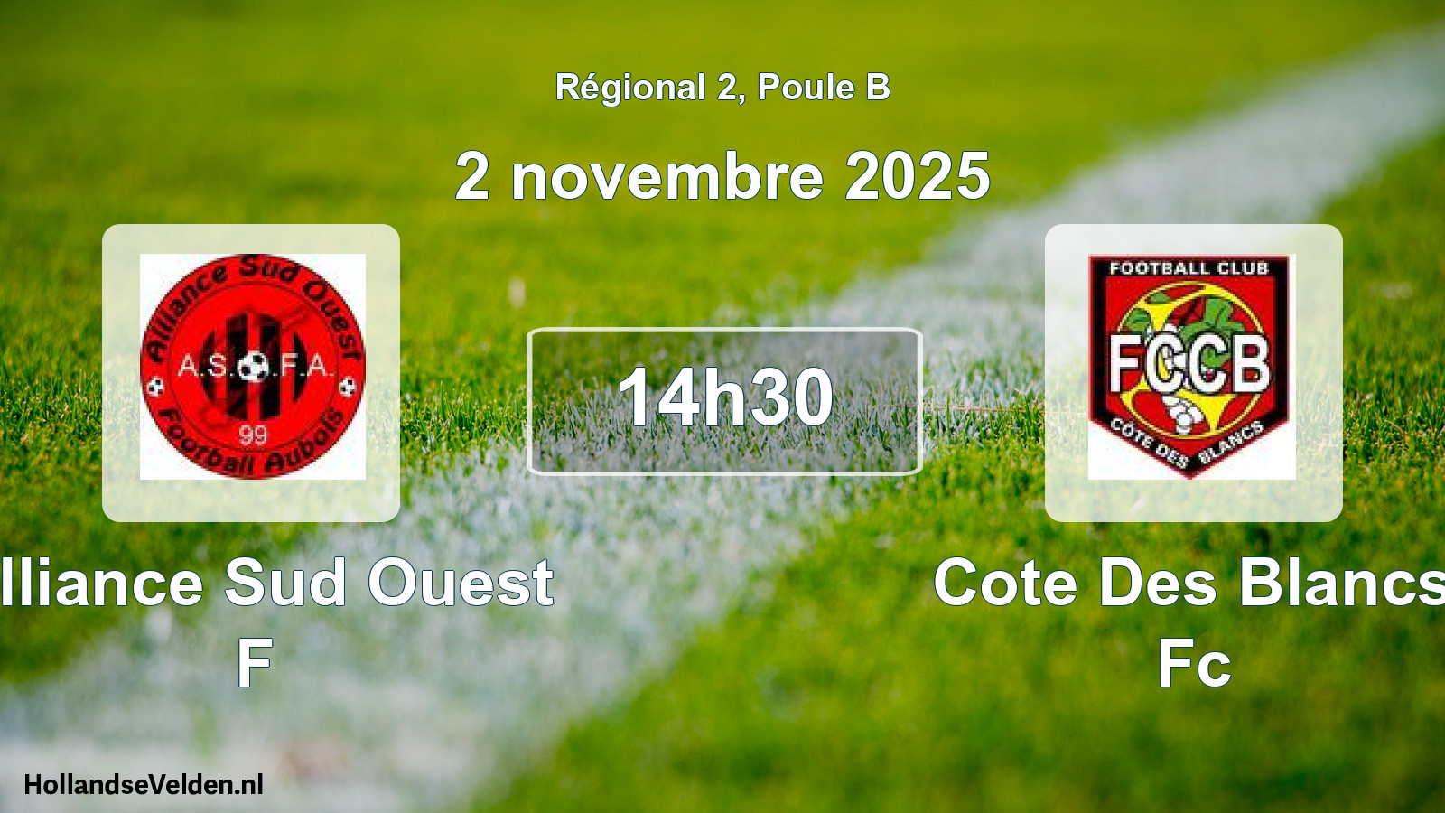 Geplande wedstrijd: Alliance Sud Ouest F - Cote Des Blancs Fc (2 novembre 2025)