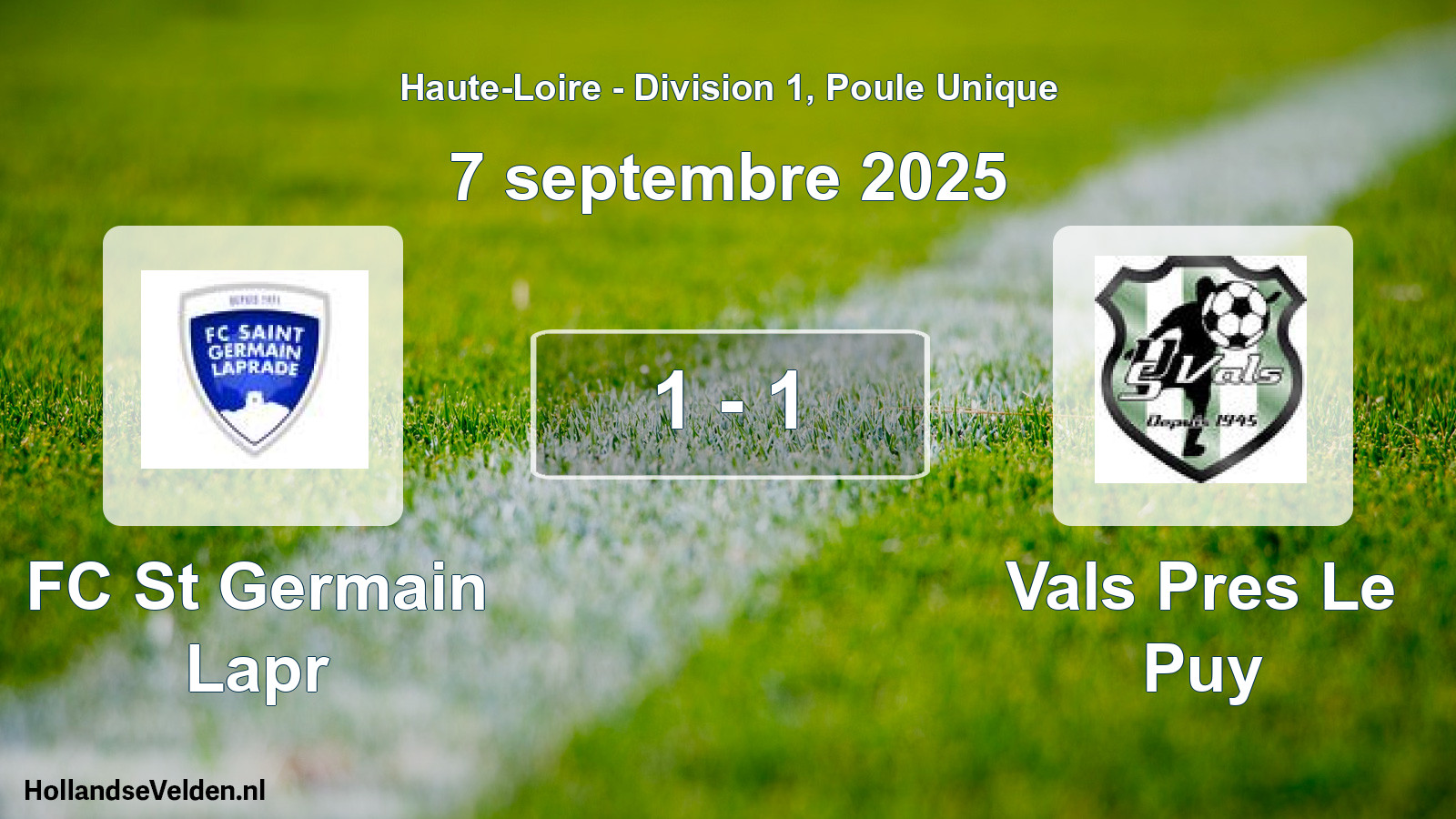 Match joué: FC St Germain Lapr - Vals Pres Le Puy 1 - 1 (7 septembre 2025)