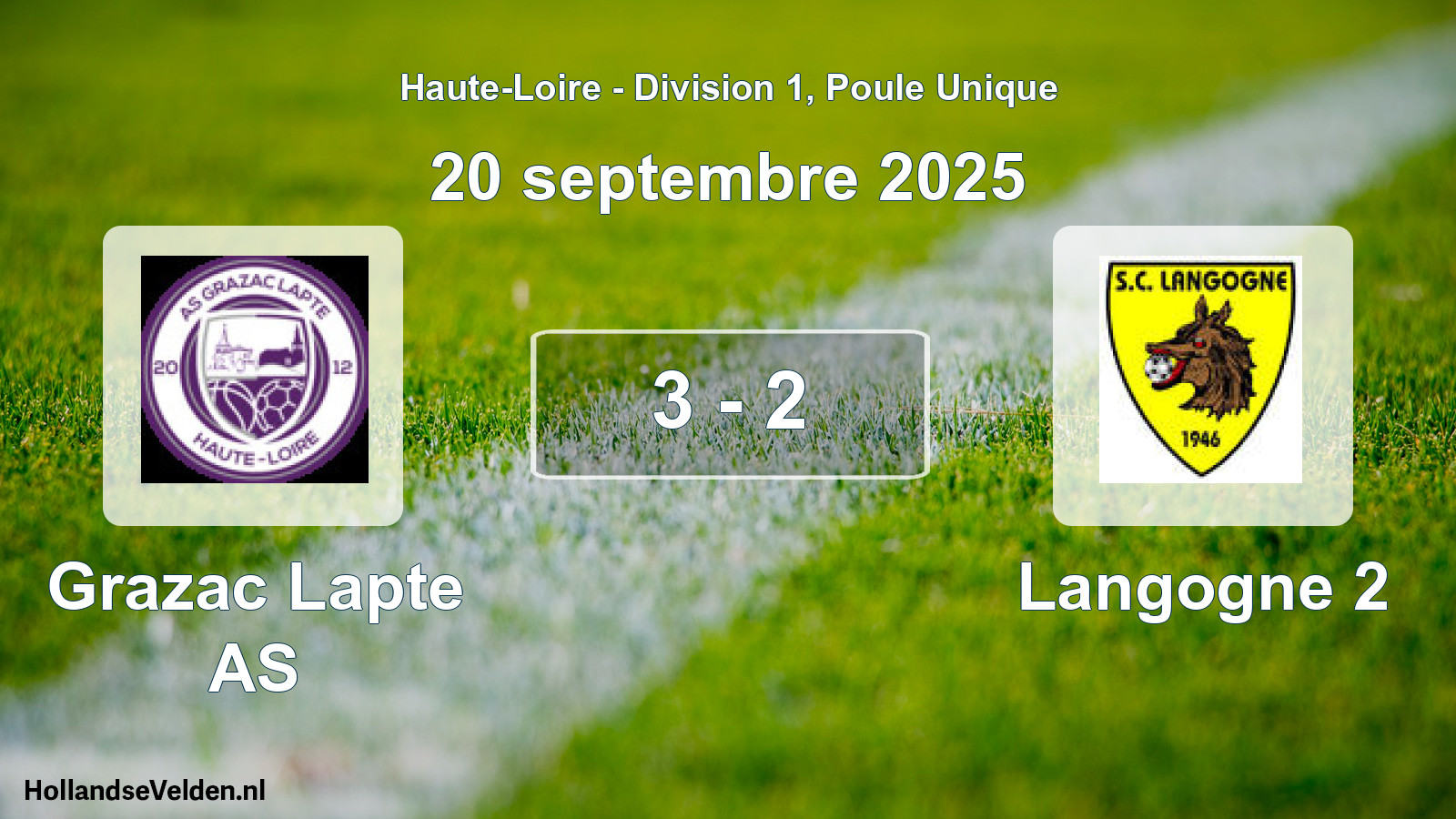 Match joué: Grazac Lapte AS - Langogne 2 3 - 2 (20 septembre 2025)