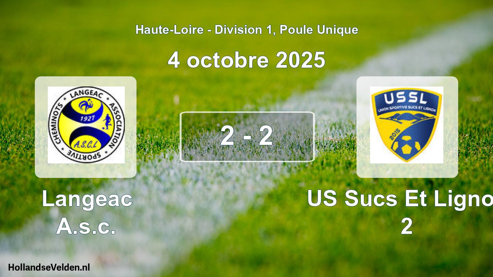 Gespeelde wedstrijd: Langeac A.s.c. - US Sucs Et Lignon 2 2 - 2 (4 oktober 2025)