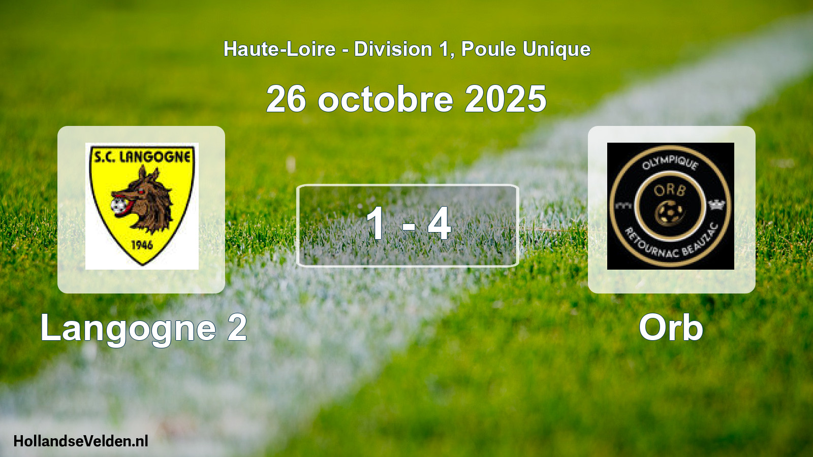 Gespeelde wedstrijd: Langogne 2 - Orb 1 - 4 (26 oktober 2025)