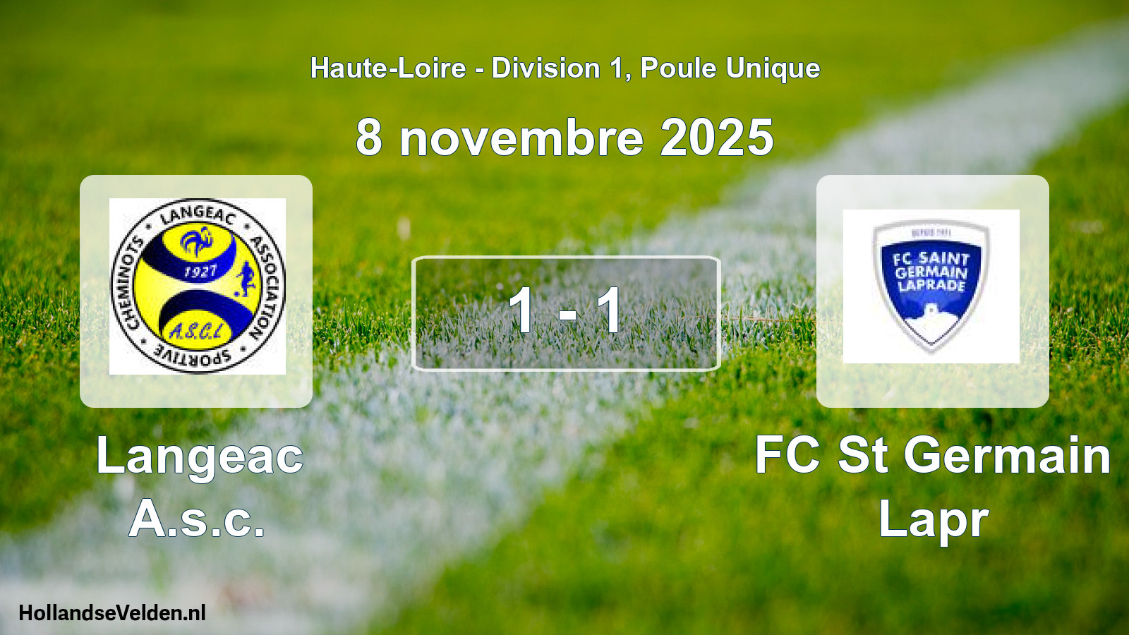 Gespeelde wedstrijd: Langeac A.s.c. - FC St Germain Lapr 1 - 1 (8 november 2025)