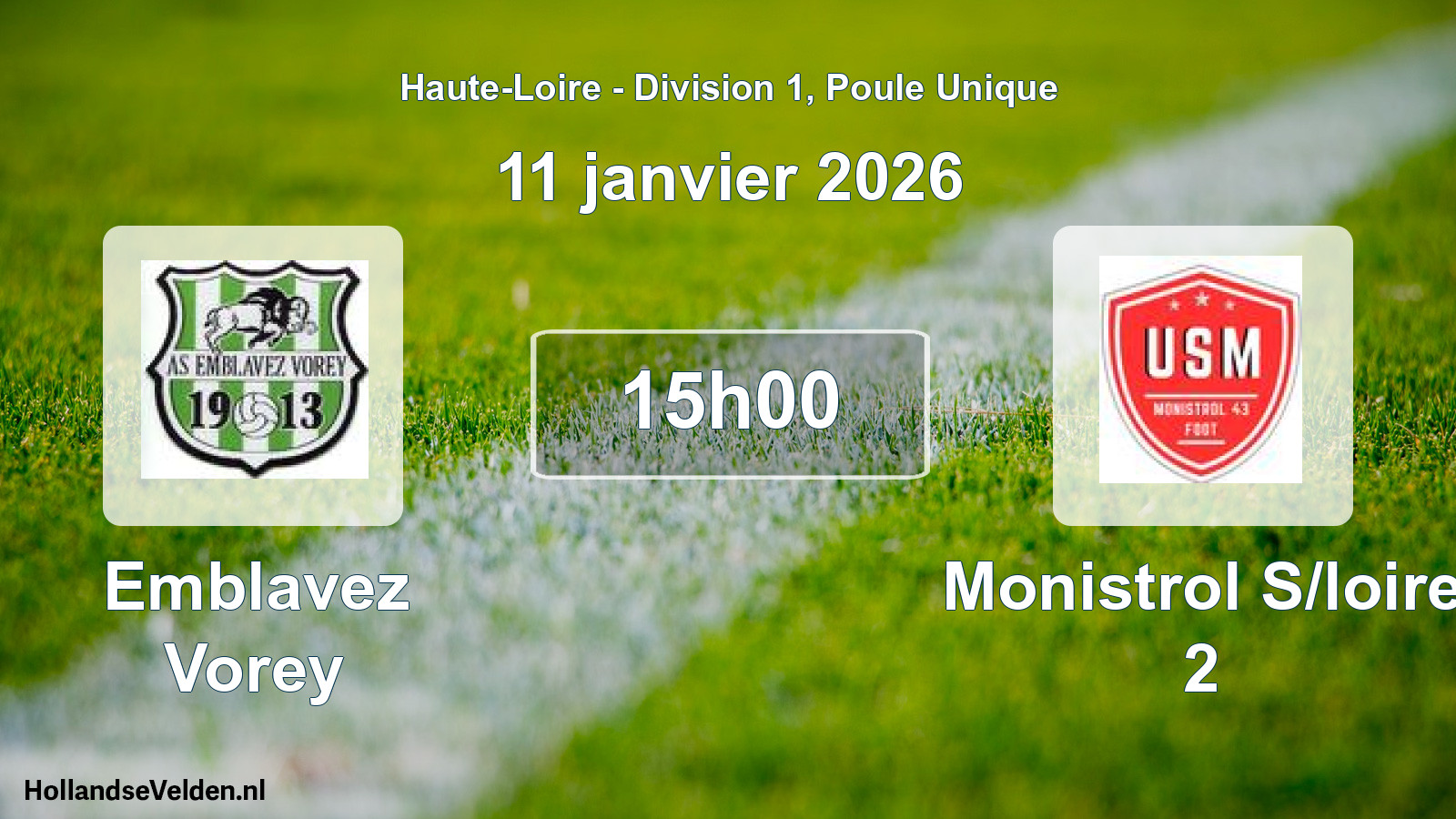 Match programmé: Emblavez Vorey - Monistrol S/loire 2 (11 janvier 2026)