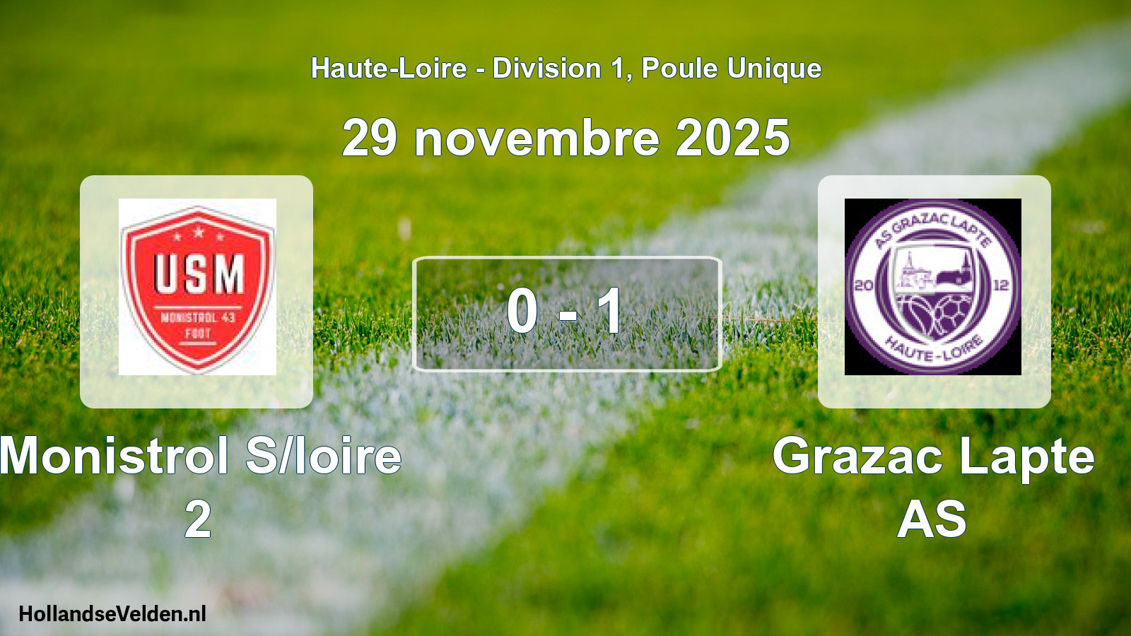 Gespeelde wedstrijd: Monistrol S/loire 2 - Grazac Lapte AS 0 - 1 (29 november 2025)