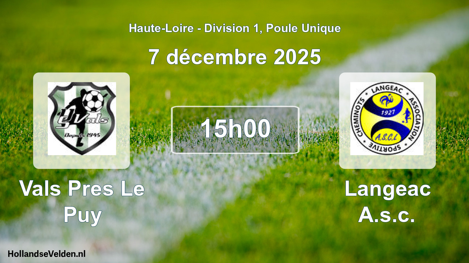 Match programmé: Vals Pres Le Puy - Langeac A.s.c. (7 décembre 2025)