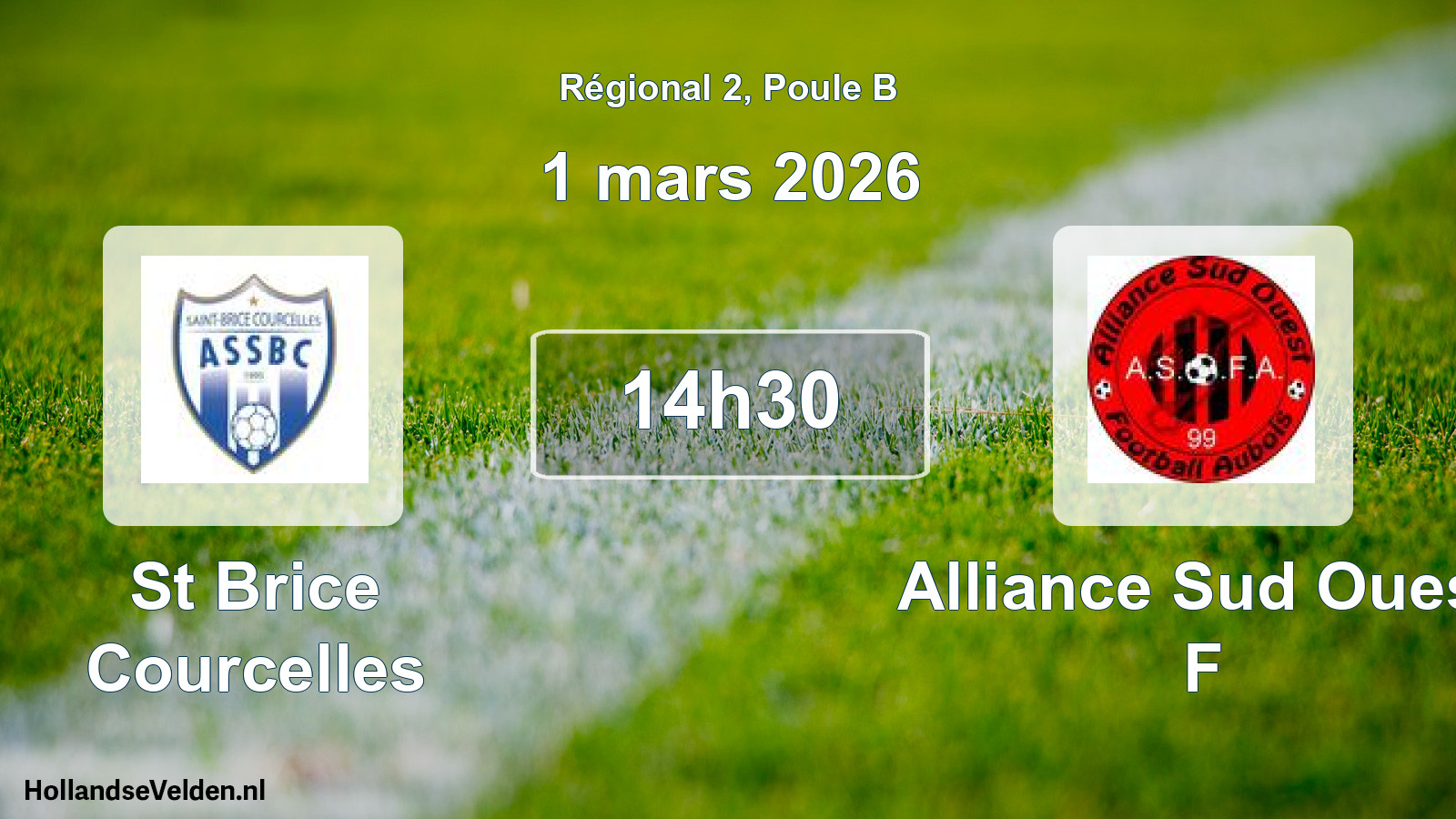 Geplande wedstrijd: St Brice Courcelles - Alliance Sud Ouest F (1 mars 2026)