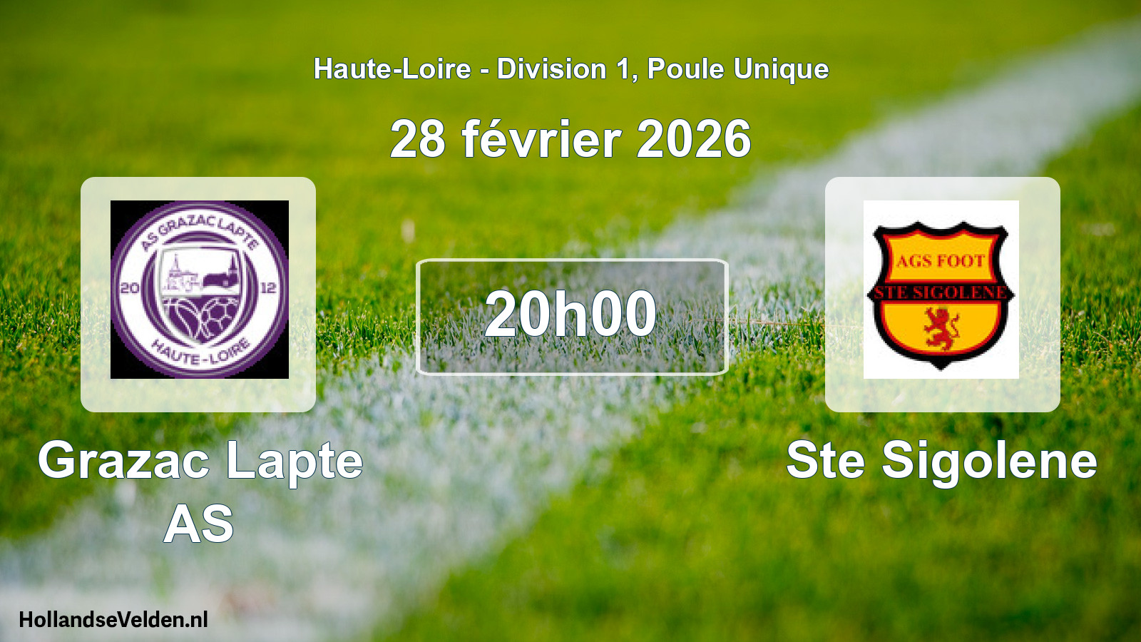 Match programmé: Grazac Lapte AS - Ste Sigolene (28 février 2026)