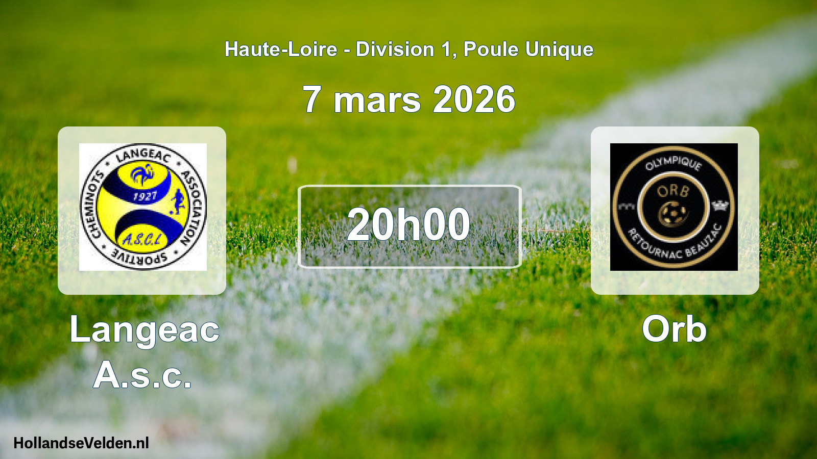 Geplande wedstrijd: Langeac A.s.c. - Orb (7 maart 2026)