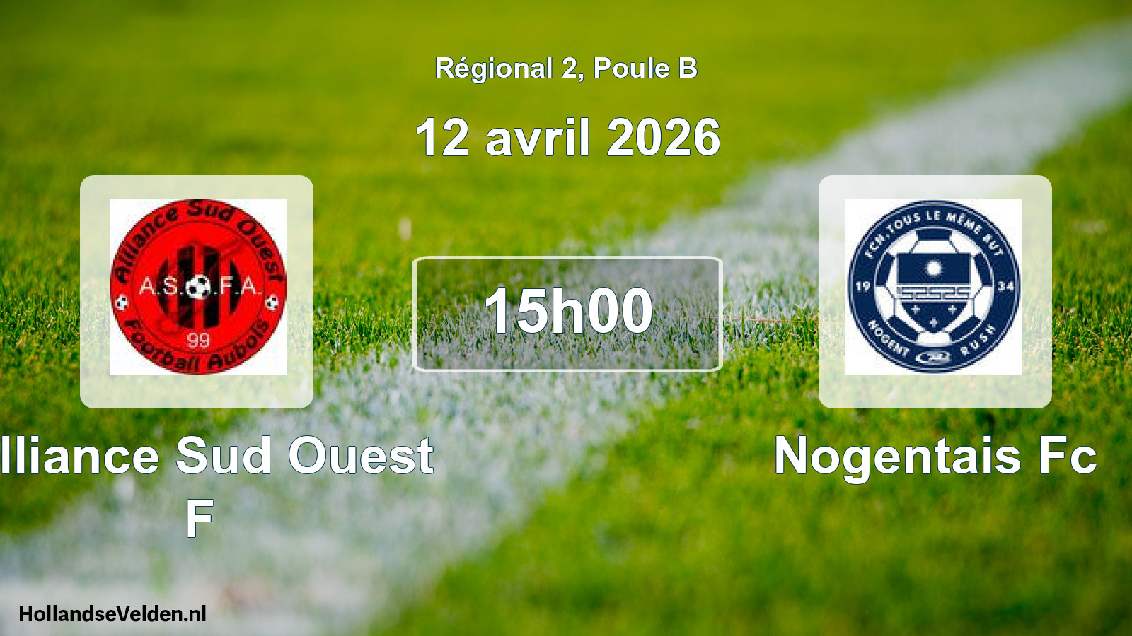 Geplande wedstrijd: Alliance Sud Ouest F - Nogentais Fc (12 april 2026)