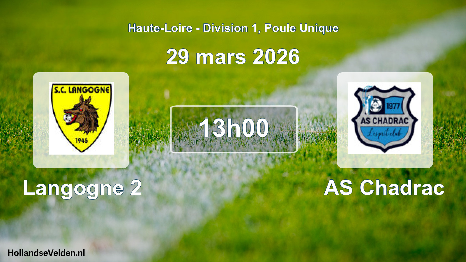 Match programmé: Langogne 2 - AS Chadrac (29 mars 2026)