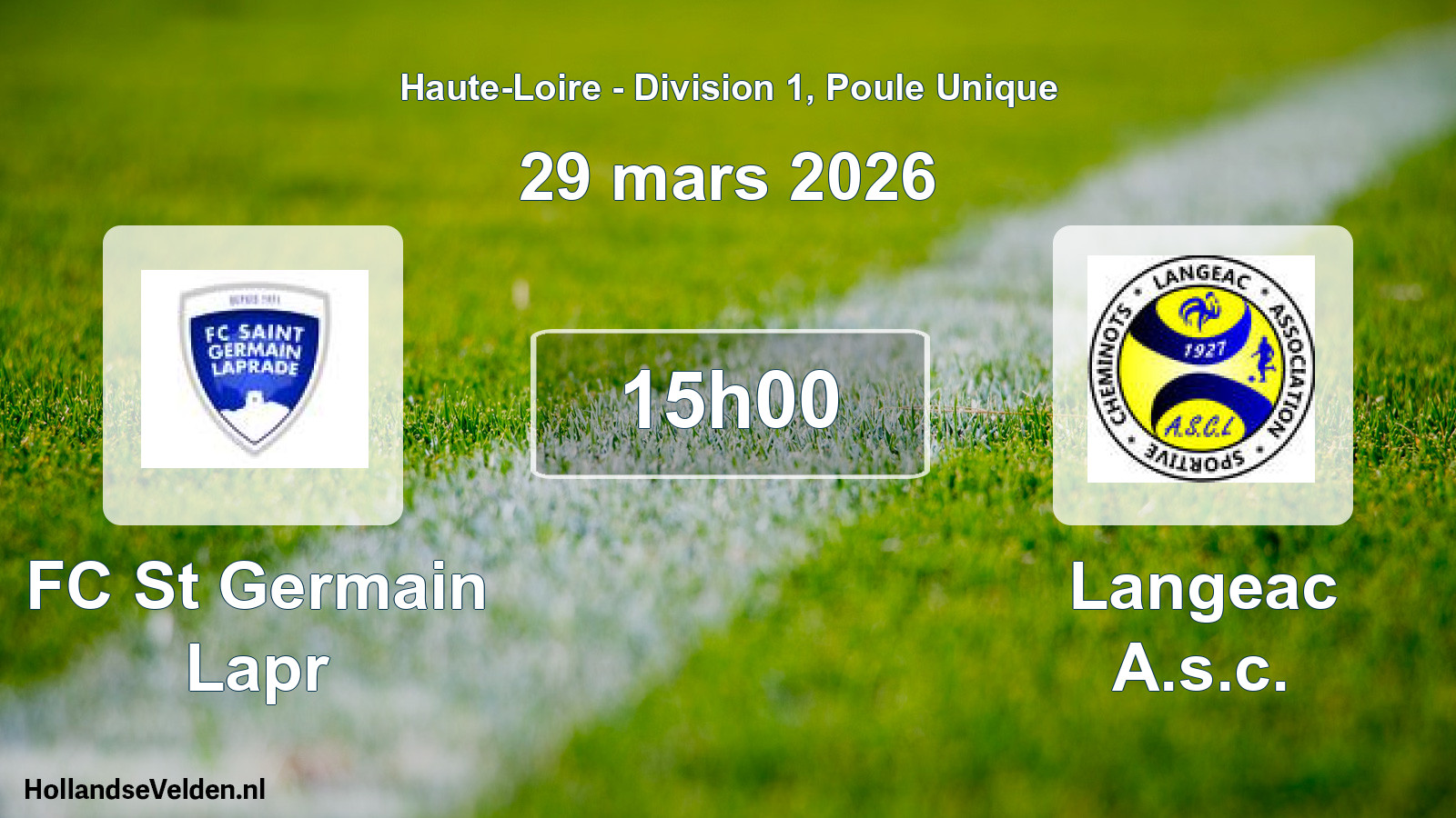 Geplande wedstrijd: FC St Germain Lapr - Langeac A.s.c. (29 maart 2026)