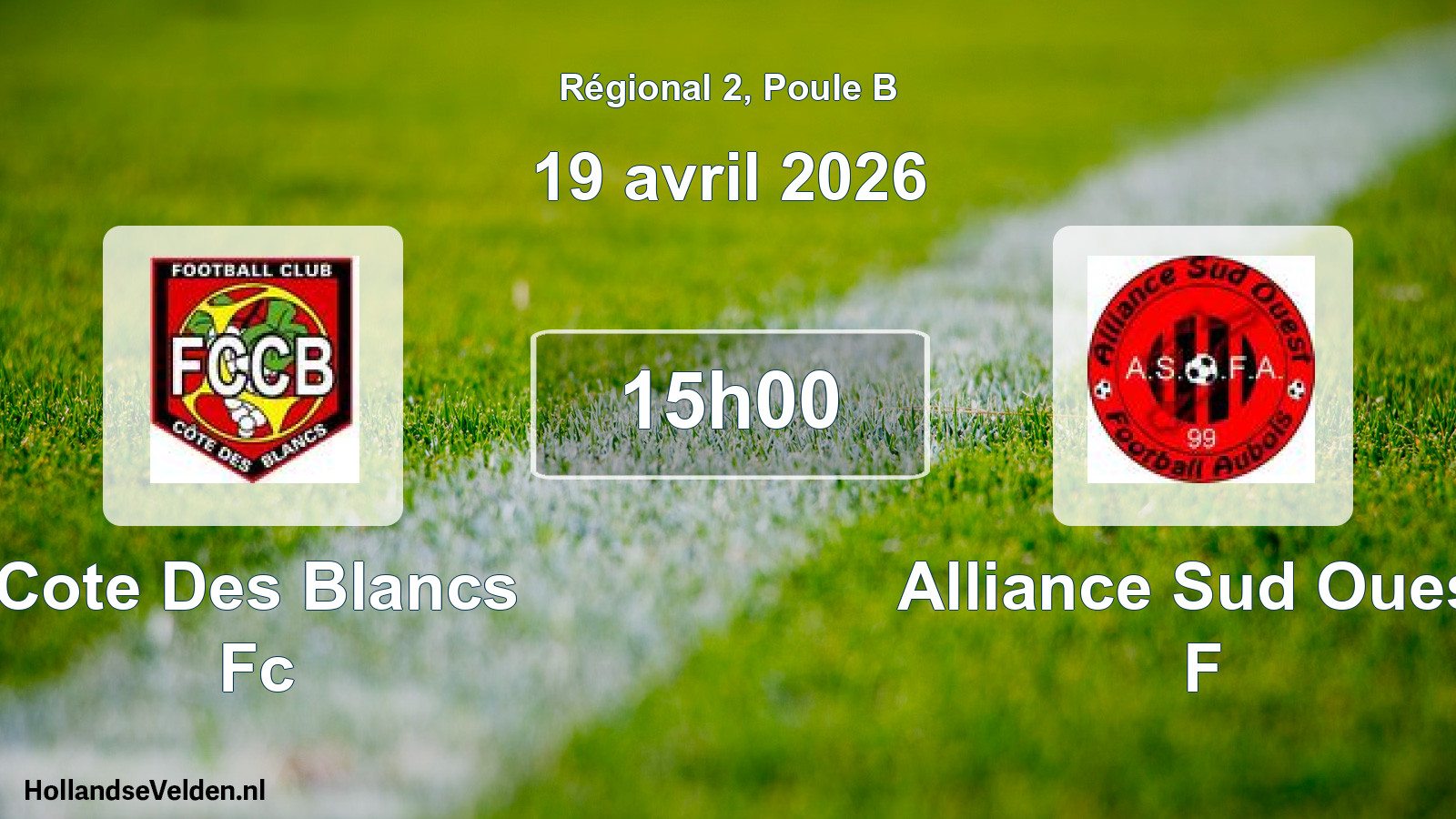 Geplande wedstrijd: Cote Des Blancs Fc - Alliance Sud Ouest F (19 avril 2026)