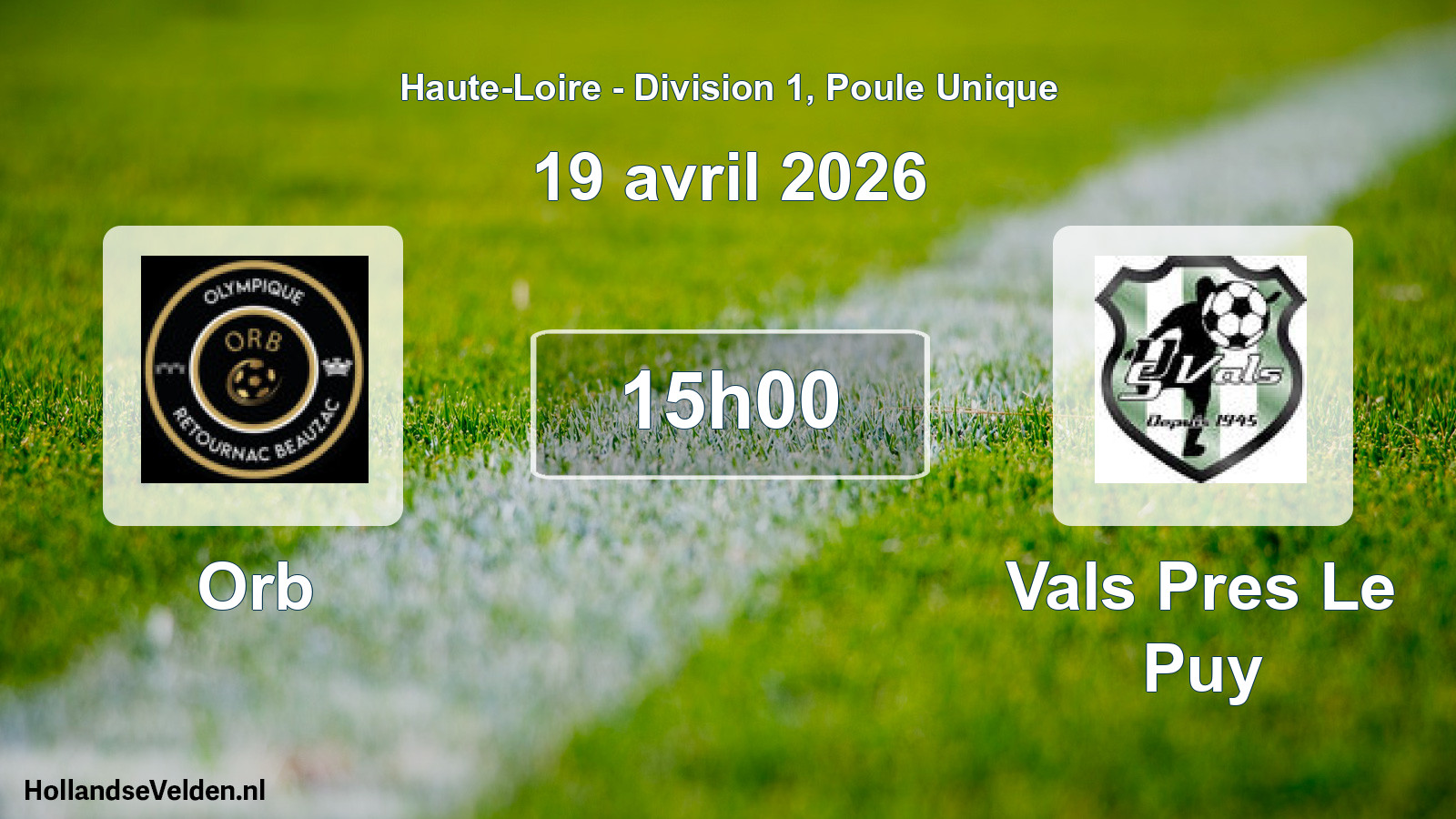 Match programmé: Orb - Vals Pres Le Puy (19 avril 2026)