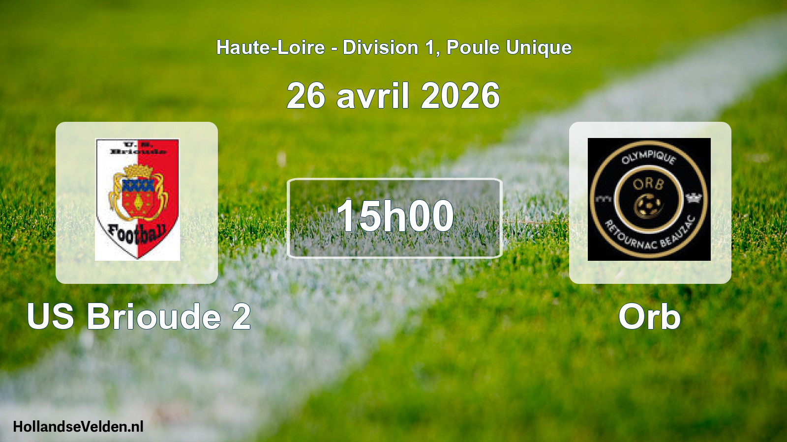Geplande wedstrijd: US Brioude 2 - Orb (26 april 2026)