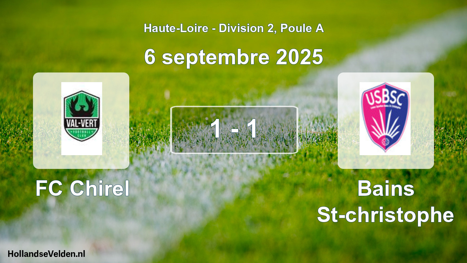 Match joué: FC Chirel - Bains St-christophe 1 - 1 (6 septembre 2025)