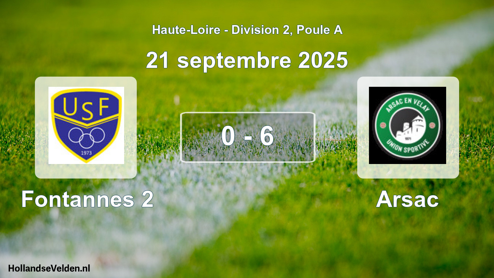 Gespeelde wedstrijd: Fontannes 2 - Arsac 0 - 6 (21 september 2025)