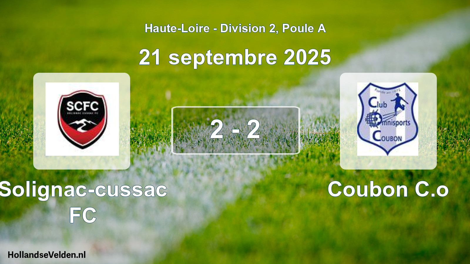 Gespeelde wedstrijd: Solignac-cussac FC - Coubon C.o 2 - 2 (21 september 2025)