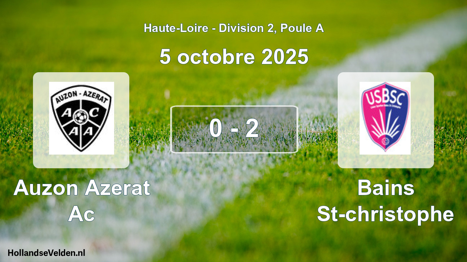 Gespeelde wedstrijd: Auzon Azerat Ac - Bains St-christophe 0 - 2 (5 oktober 2025)