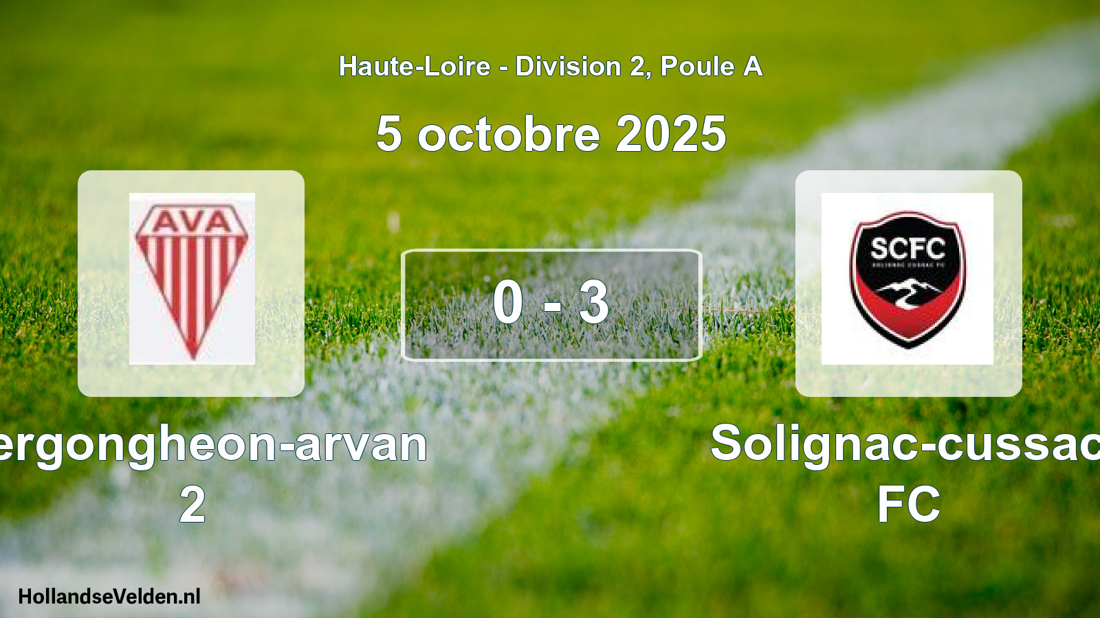 Gespeelde wedstrijd: Vergongheon-arvan 2 - Solignac-cussac FC 0 - 3 (5 oktober 2025)