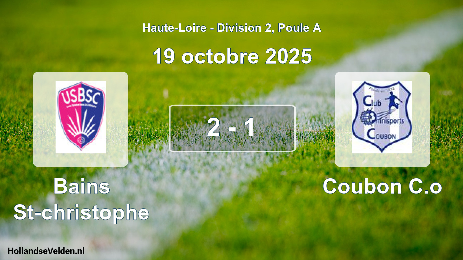 Gespeelde wedstrijd: Bains St-christophe - Coubon C.o 2 - 1 (19 oktober 2025)