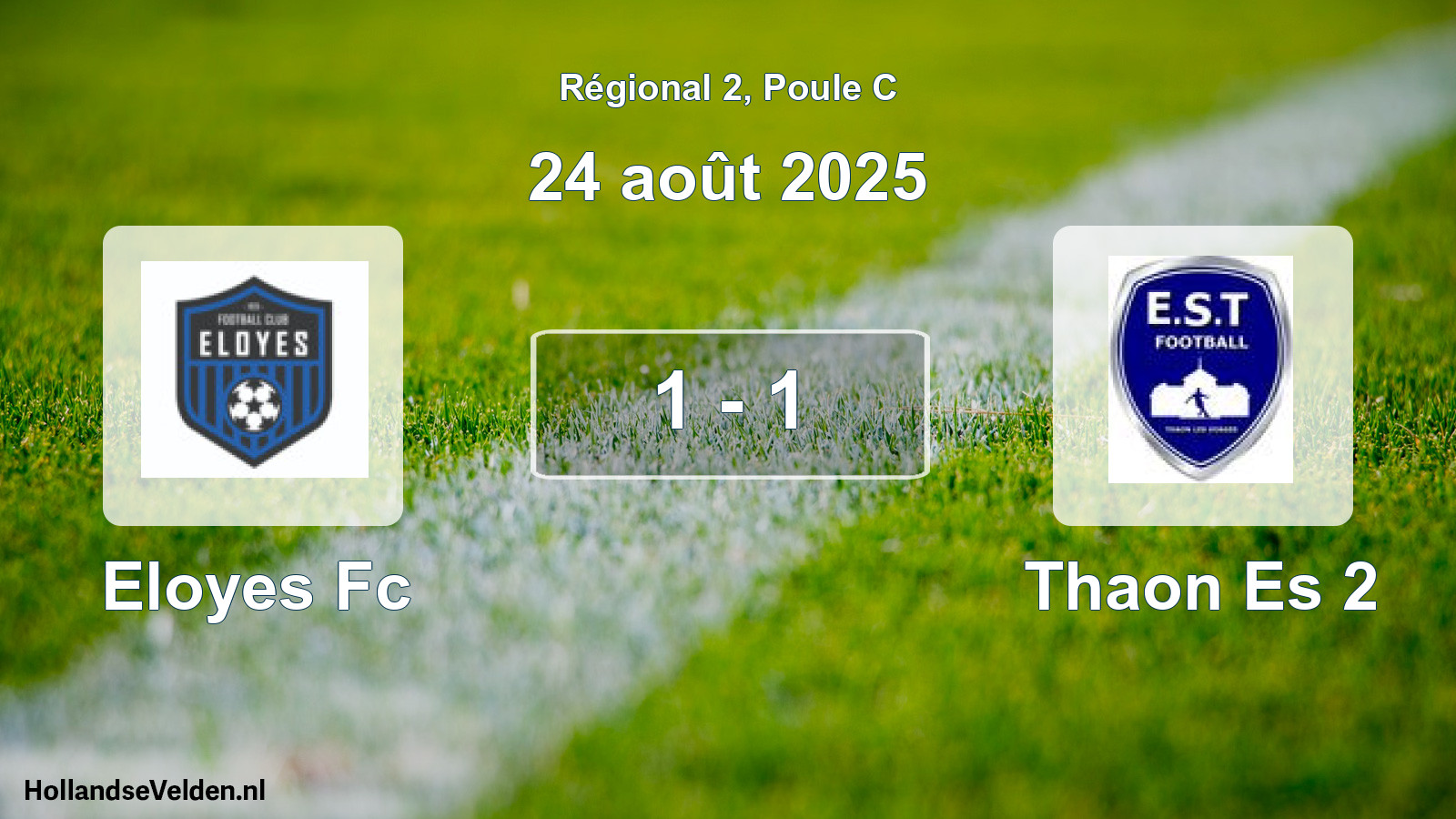 Gespeelde wedstrijd: Eloyes Fc - Thaon Es 2 1 - 1 (24 août 2025)