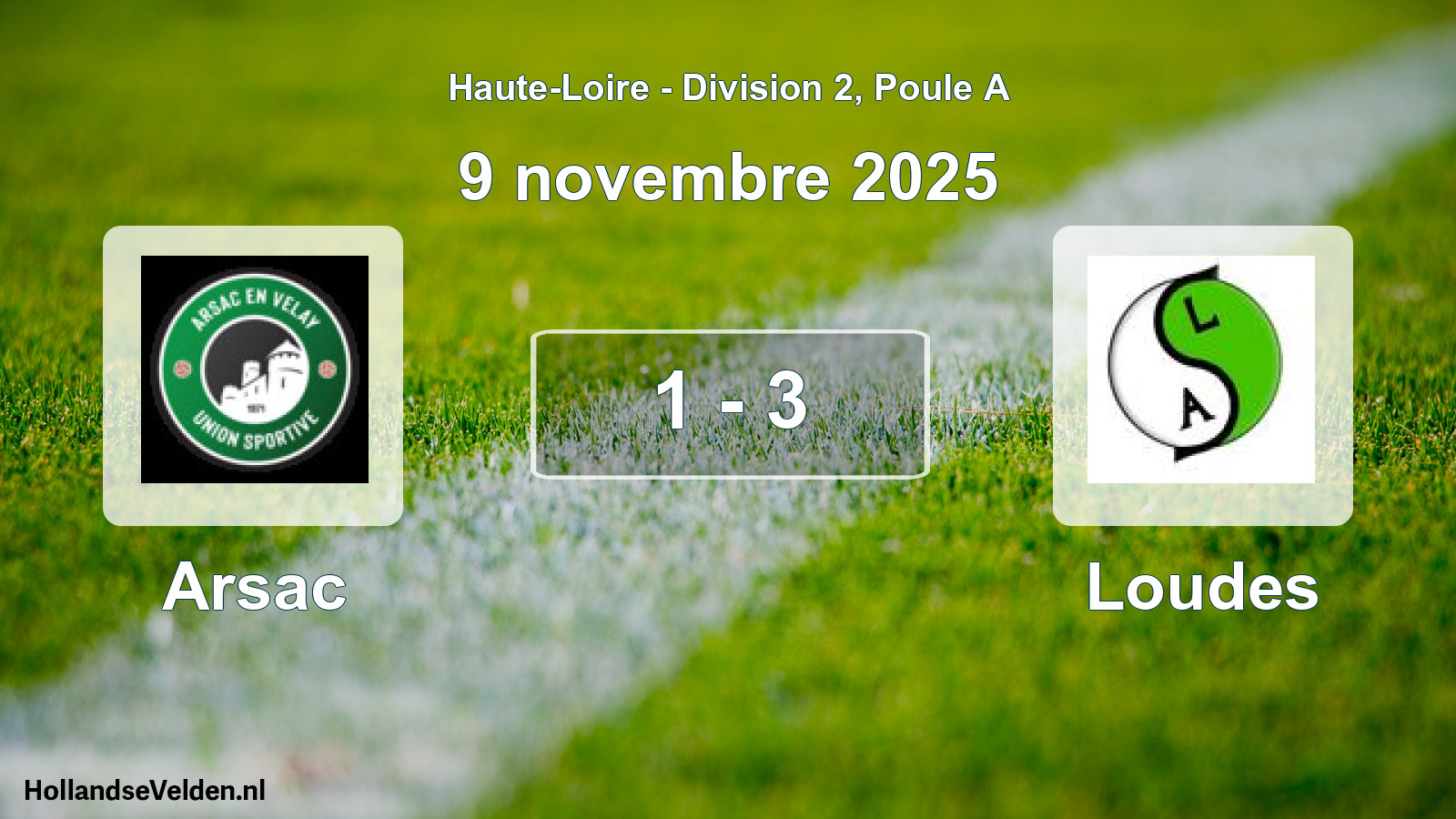 Gespeelde wedstrijd: Arsac - Loudes 1 - 3 (9 november 2025)