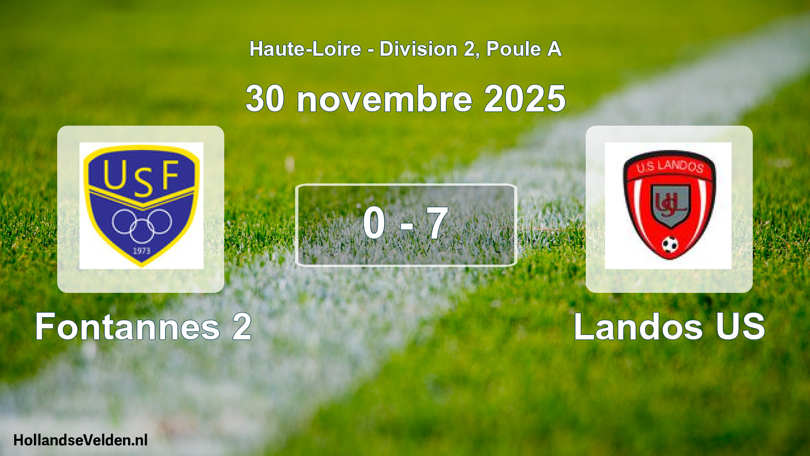 Match joué: Fontannes 2 - Landos US 0 - 7 (30 novembre 2025)