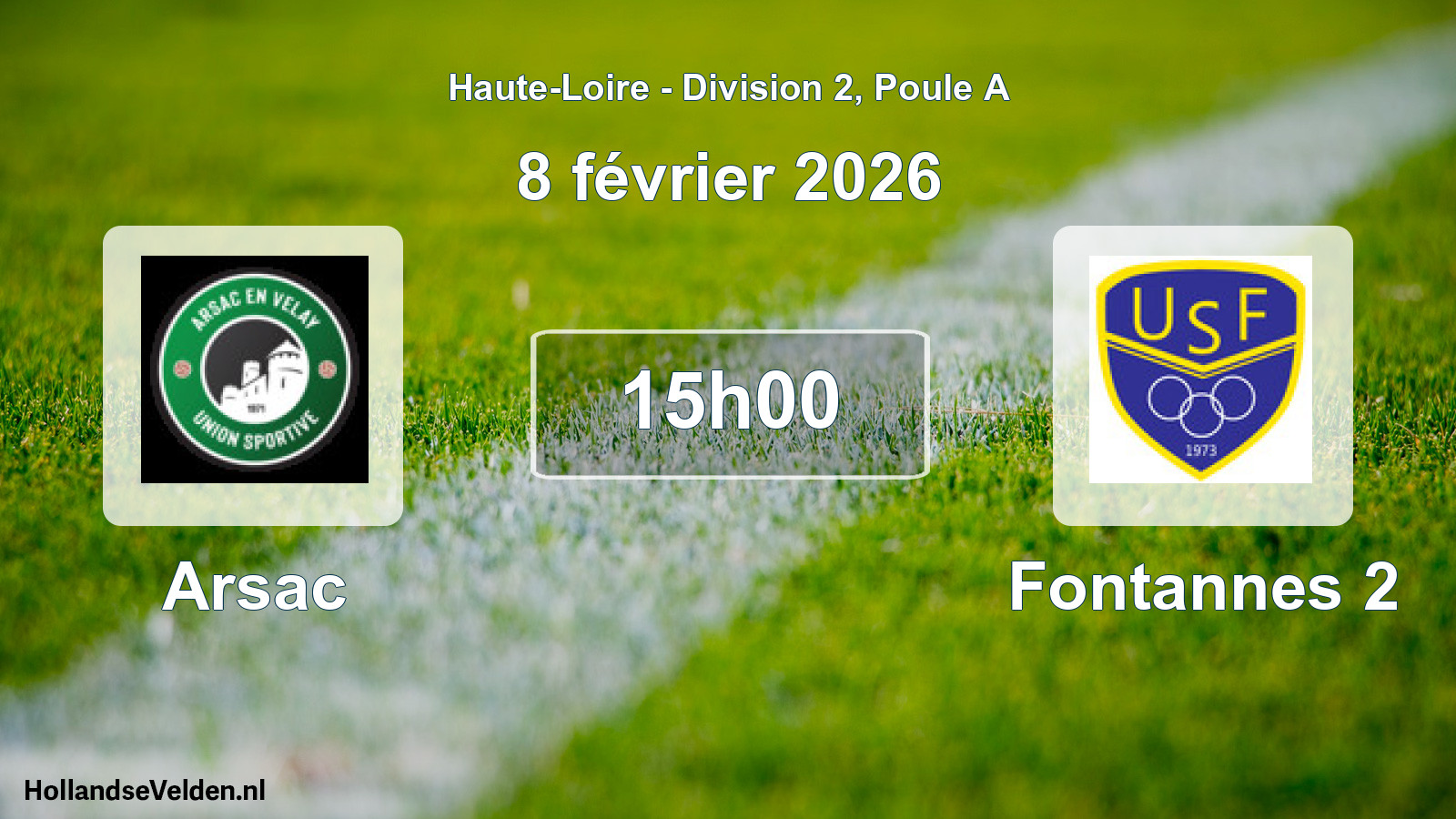 Geplande wedstrijd: Arsac - Fontannes 2 (8 februari 2026)