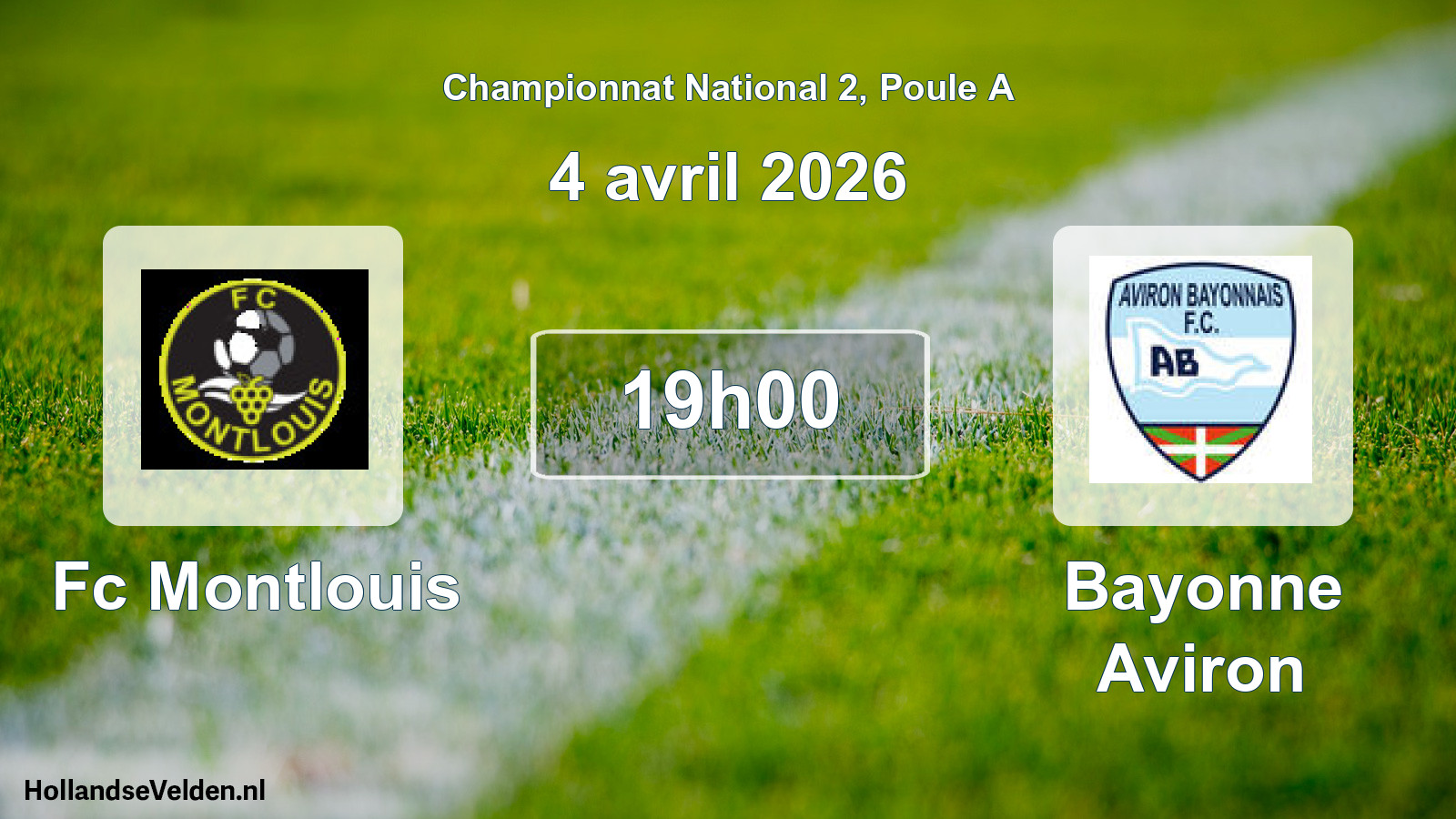 Geplande wedstrijd: Fc Montlouis - Bayonne Aviron (4 avril 2026)