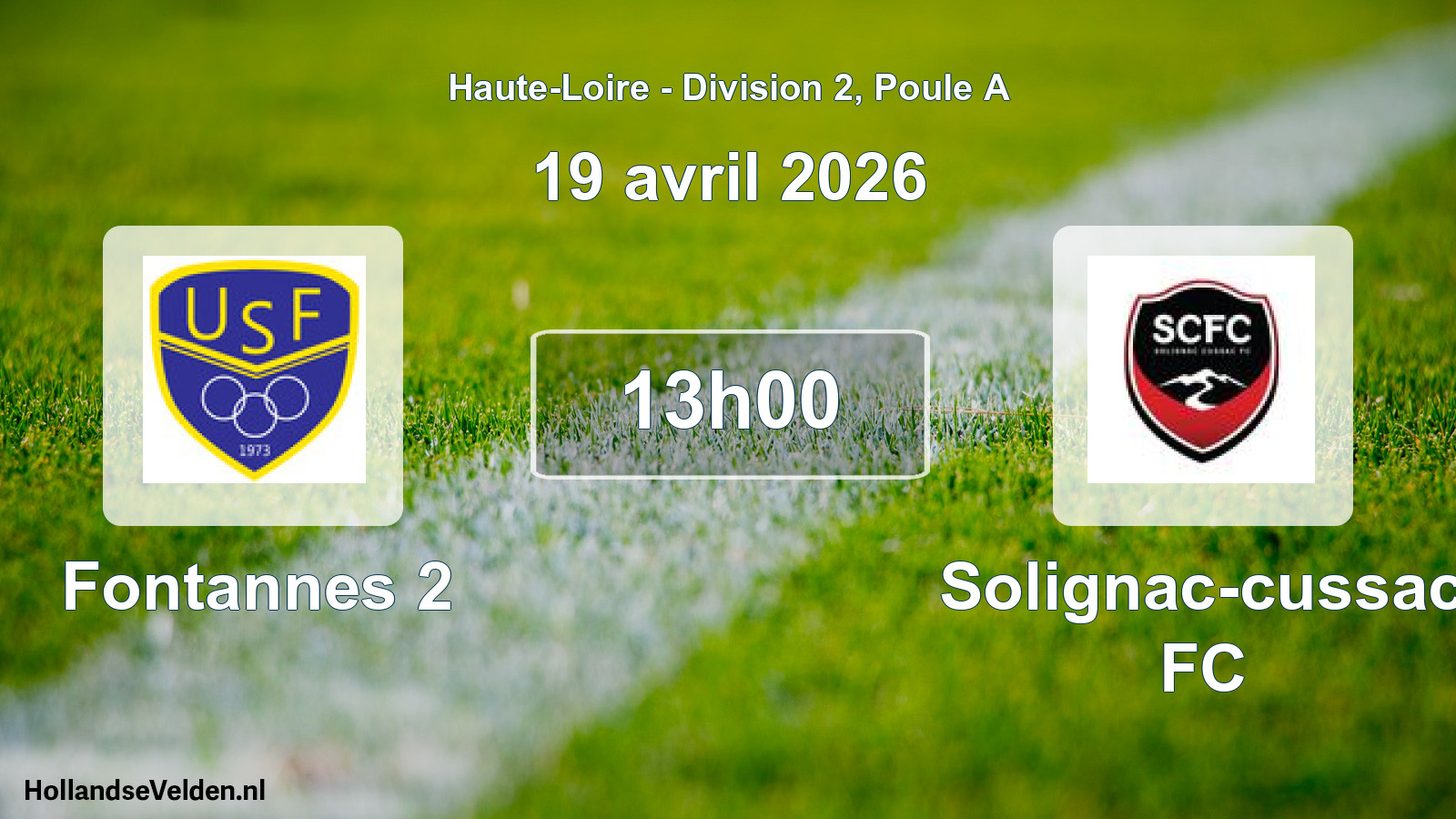 Geplande wedstrijd: Fontannes 2 - Solignac-cussac FC (19 april 2026)