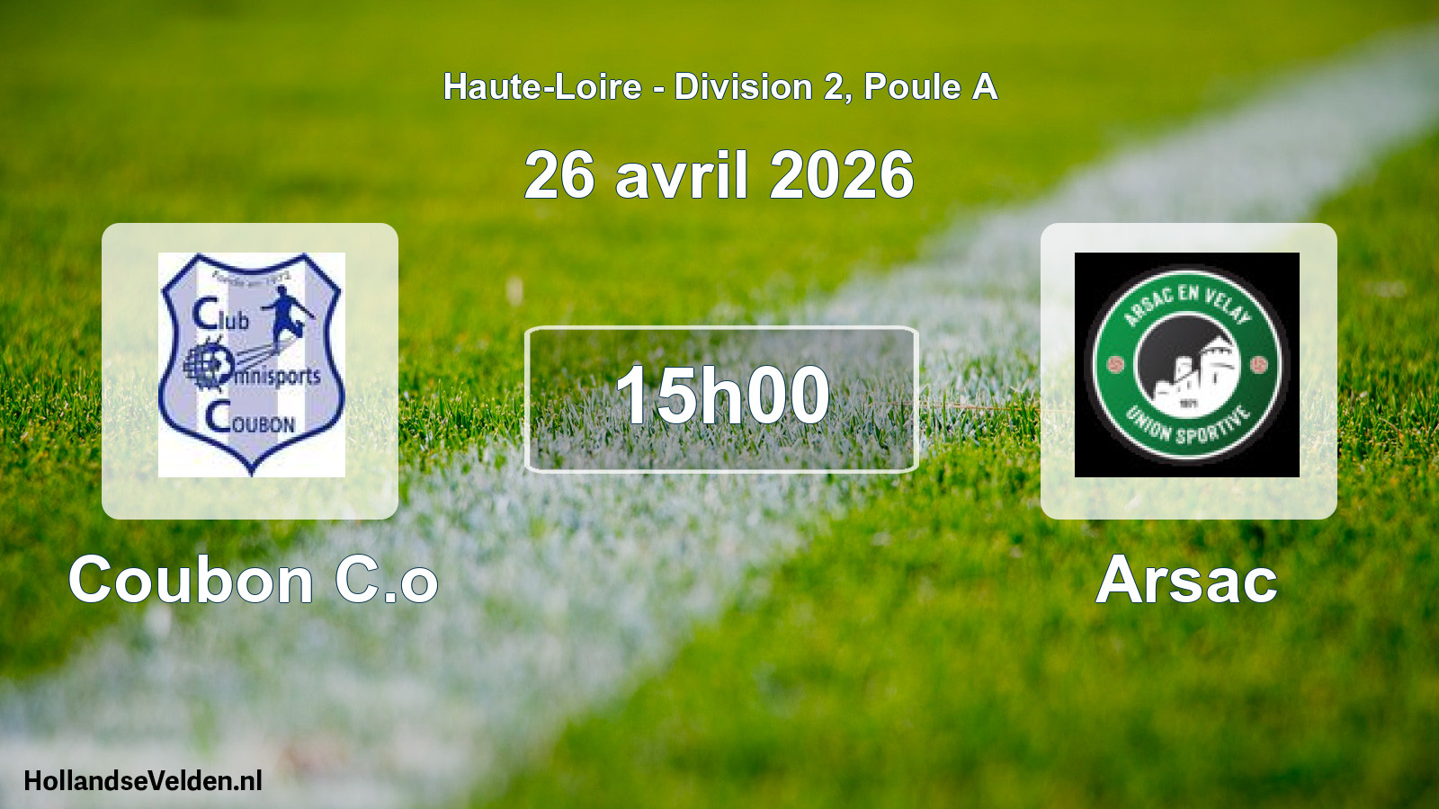 Geplande wedstrijd: Coubon C.o - Arsac (26 april 2026)