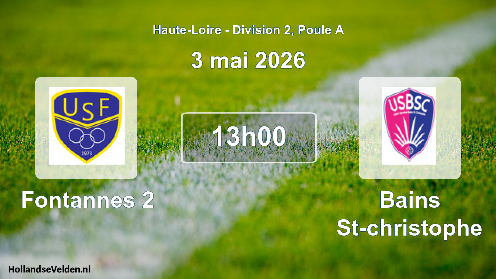 Geplande wedstrijd: Fontannes 2 - Bains St-christophe (3 mei 2026)